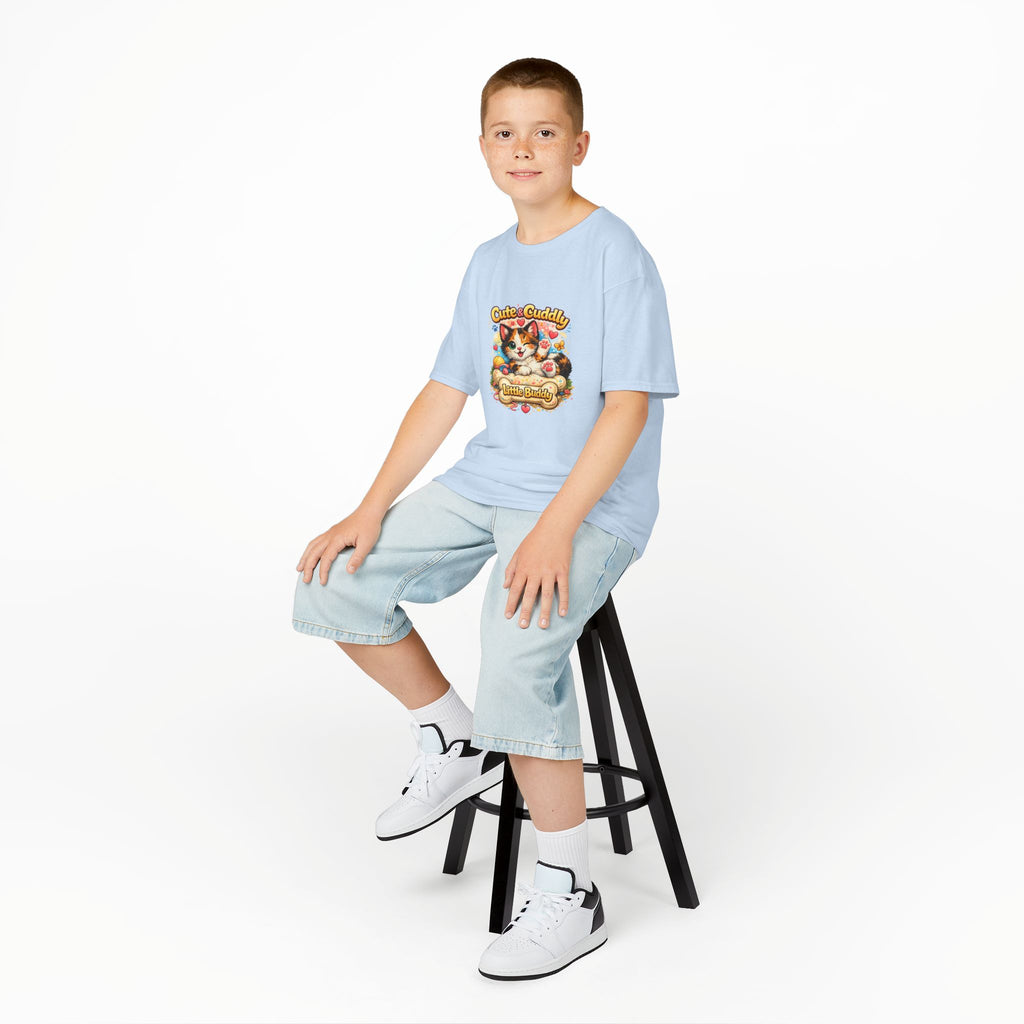 Kids T-Shirt — "Cute & Cuddly Little Buddy" Cat Graphic Tee