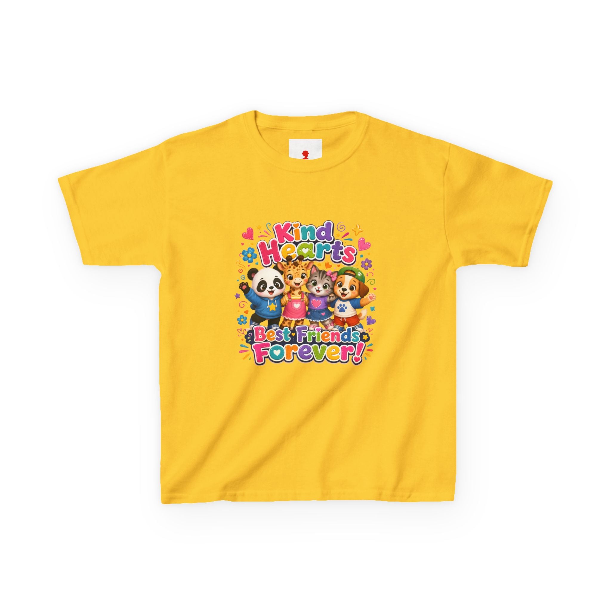Kids Tee — "Kind Hearts Best Friends Forever" Colorful Cartoon Animals