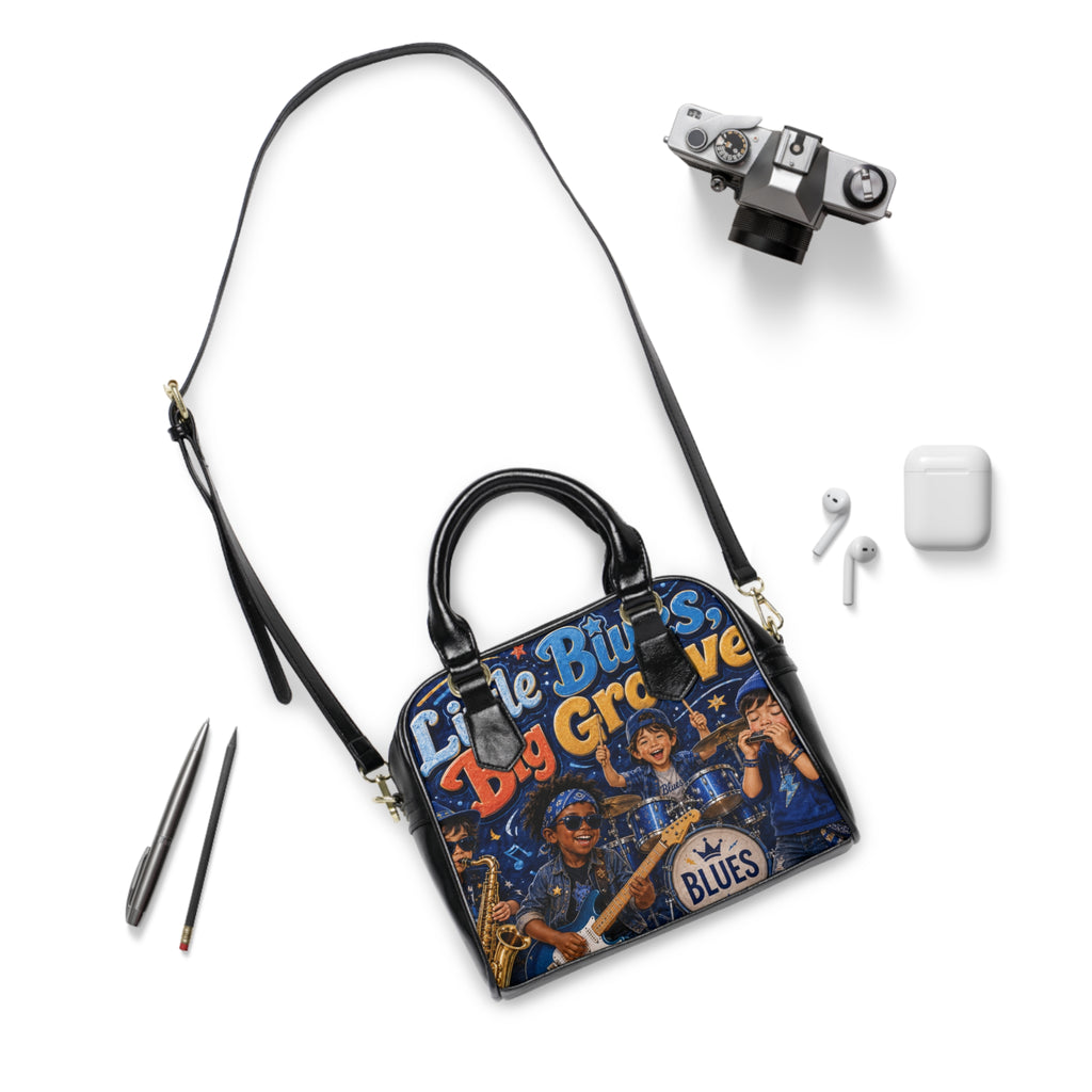 Little Blues Big Groove Shoulder Handbag – Retro Kids Jazz Band Print