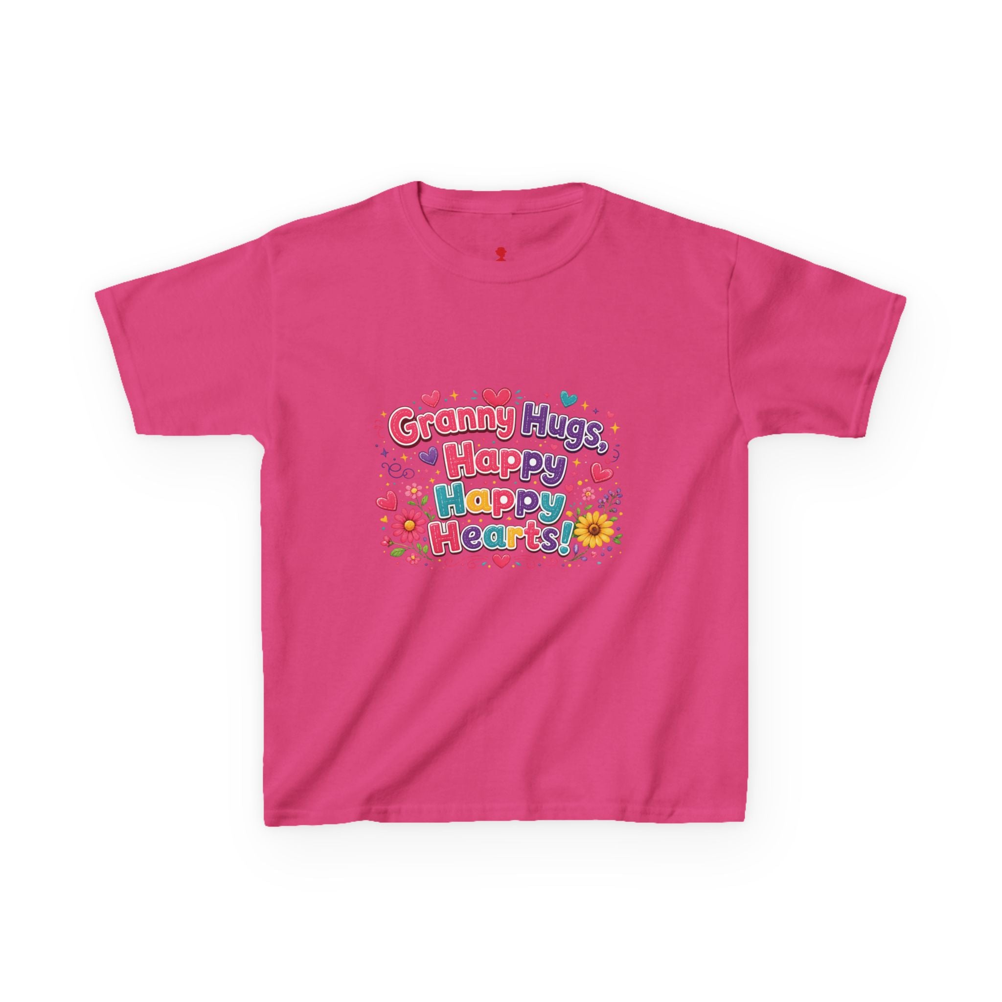 Granny Hugs Happy Hearts Kids Tee | Colorful Floral Kids Shirt