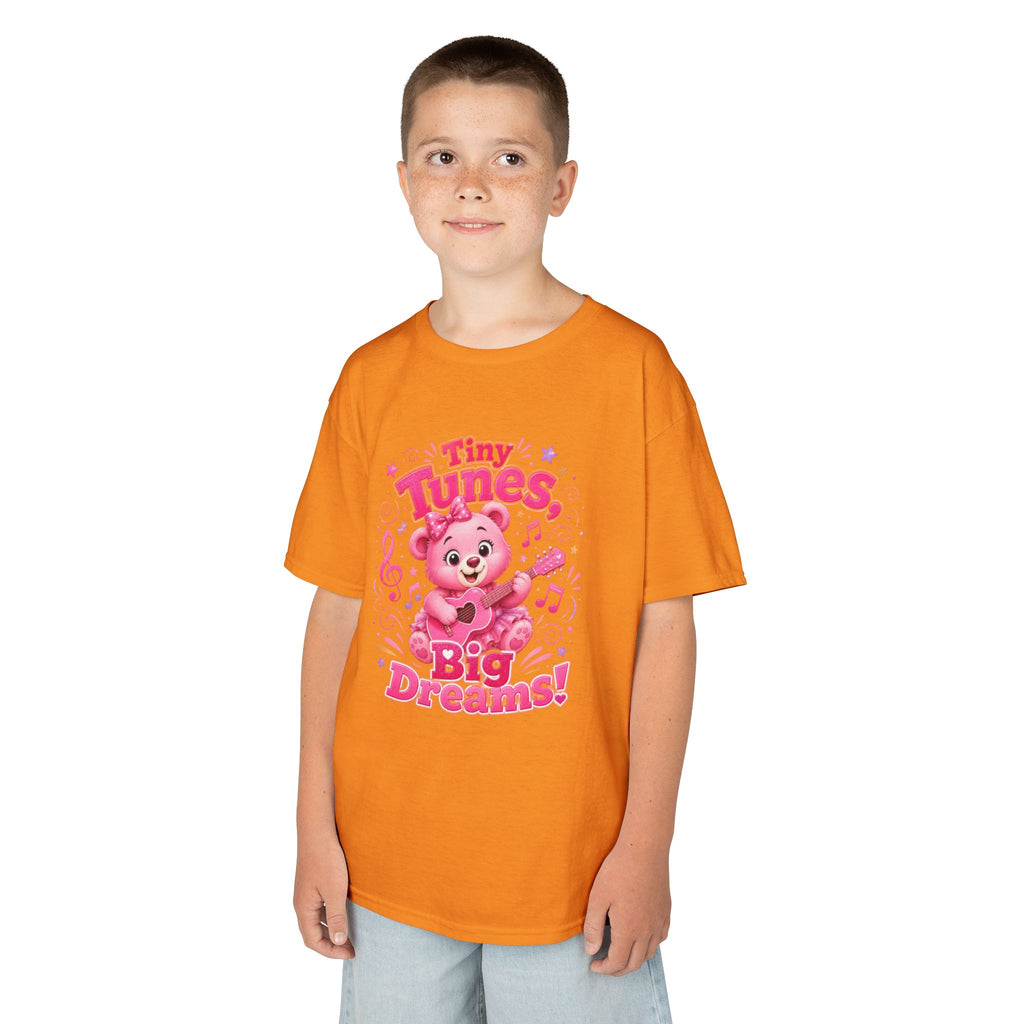 Kids T-Shirt — "Tiny Tunes, Big Dreams" Cute Pink Bear Music Tee