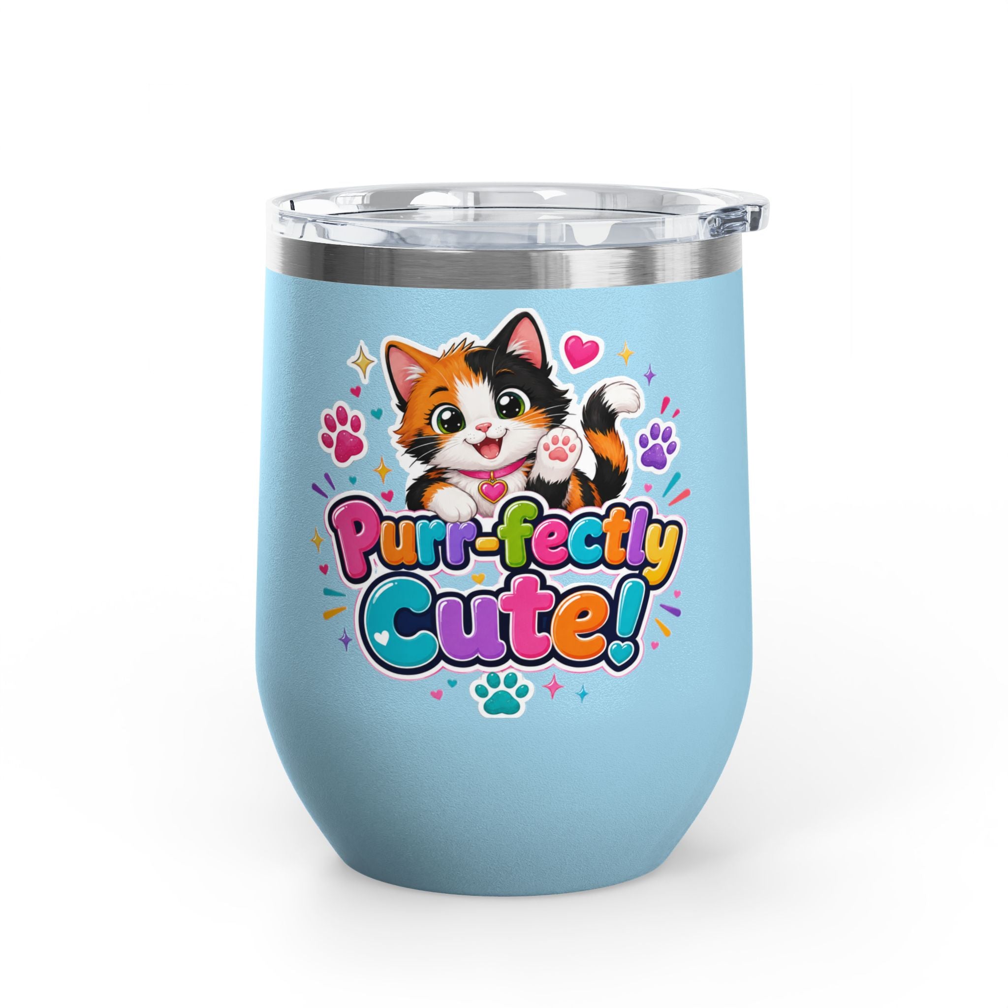 "Purr-fectly Cute!" Cat 12oz Insulated Stainless Steel Tumbler