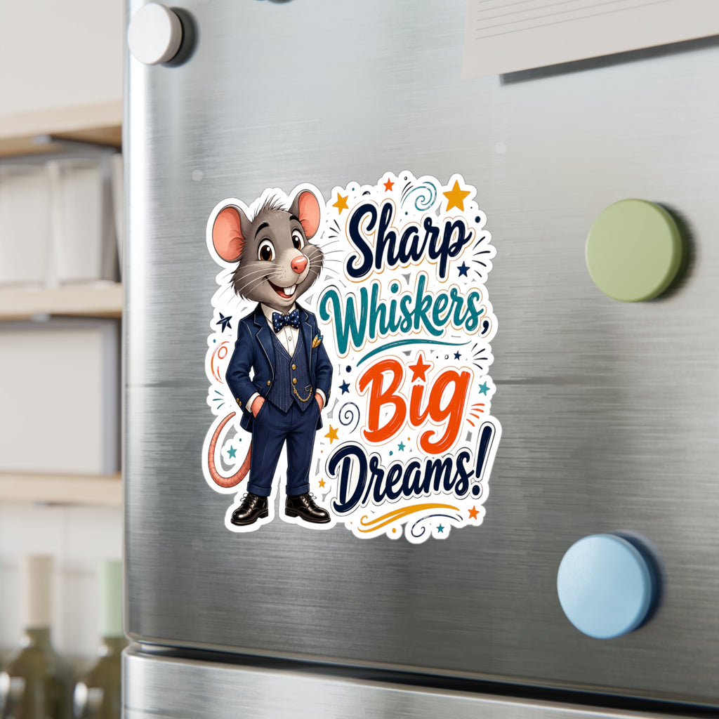 Sharp Whiskers, Big Dreams Sticker — Cute Motivational Mouse Vinyl Decal