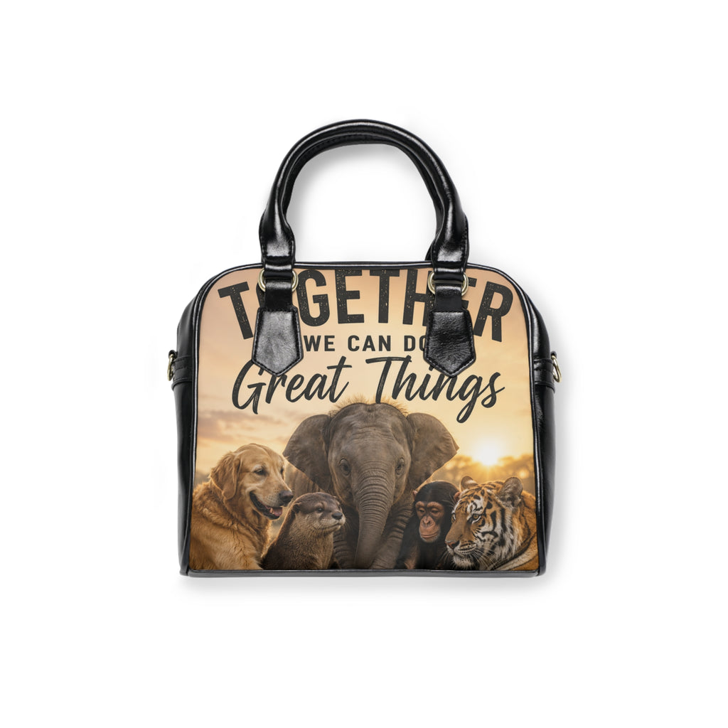 Shoulder Handbag — "Together We Can Do Great Things" Animal Friends Tote