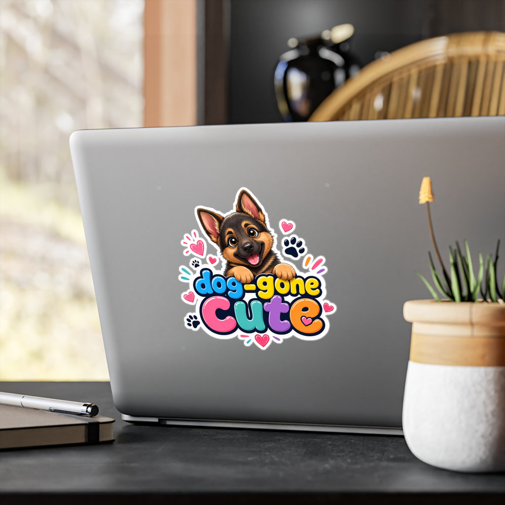 Dog-Gone Cute German Shepherd Sticker — Kiss-Cut Vinyl Decal for Laptops, Cars & Water Bottles