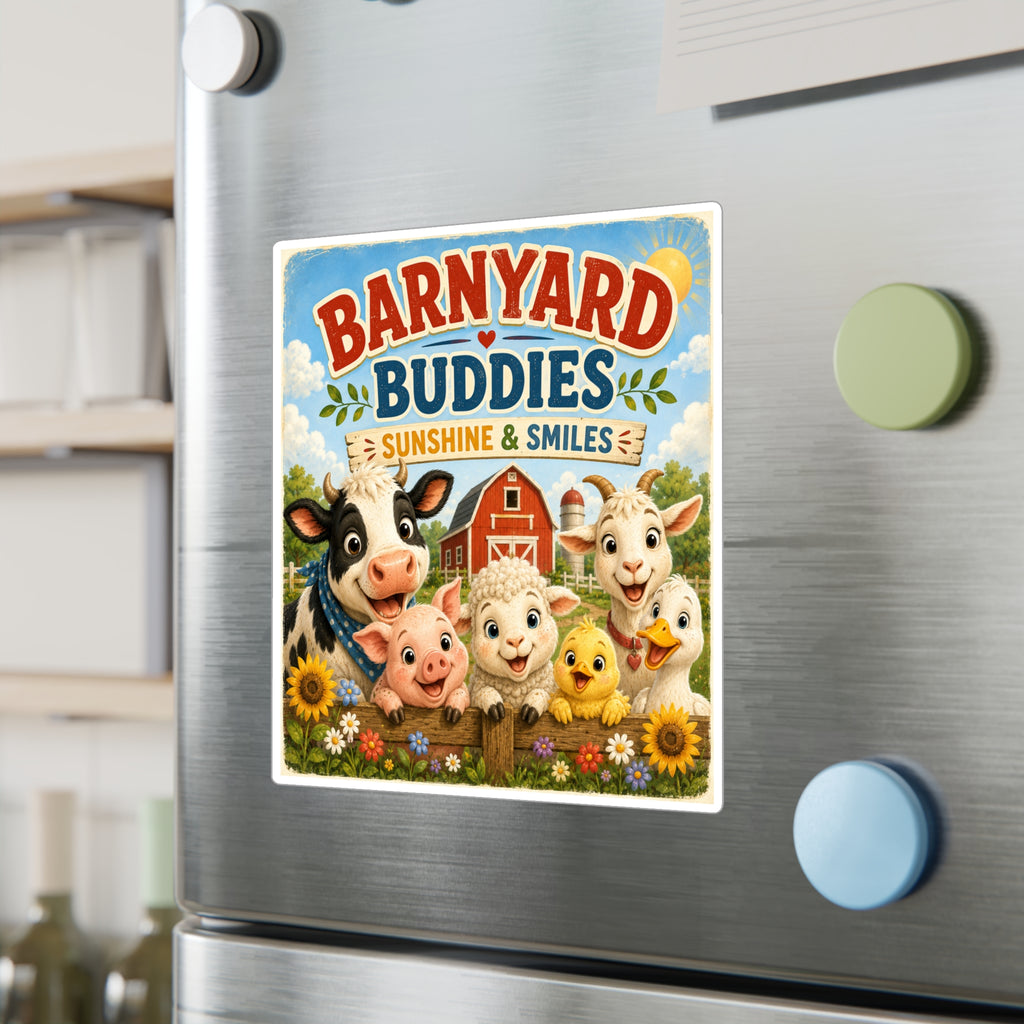 Barnyard Buddies Vinyl Sticker — 'Sunshine & Smiles' Cute Farm Animal Decal