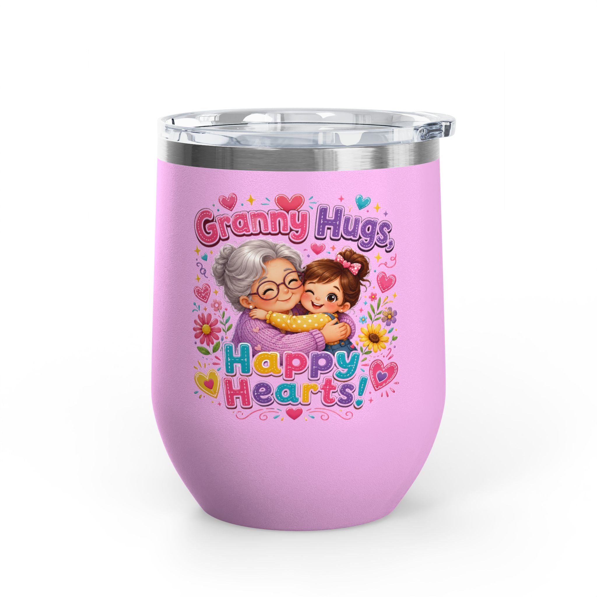 Granny Hugs Happy Hearts 12oz Tumbler — Cute Grandma & Grandchild Gift
