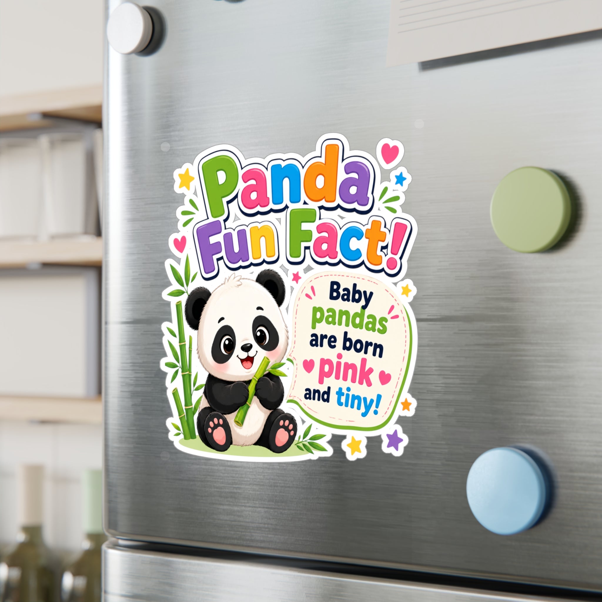 Panda Fun Fact! Kiss-Cut Vinyl Sticker — Cute Baby Panda Design