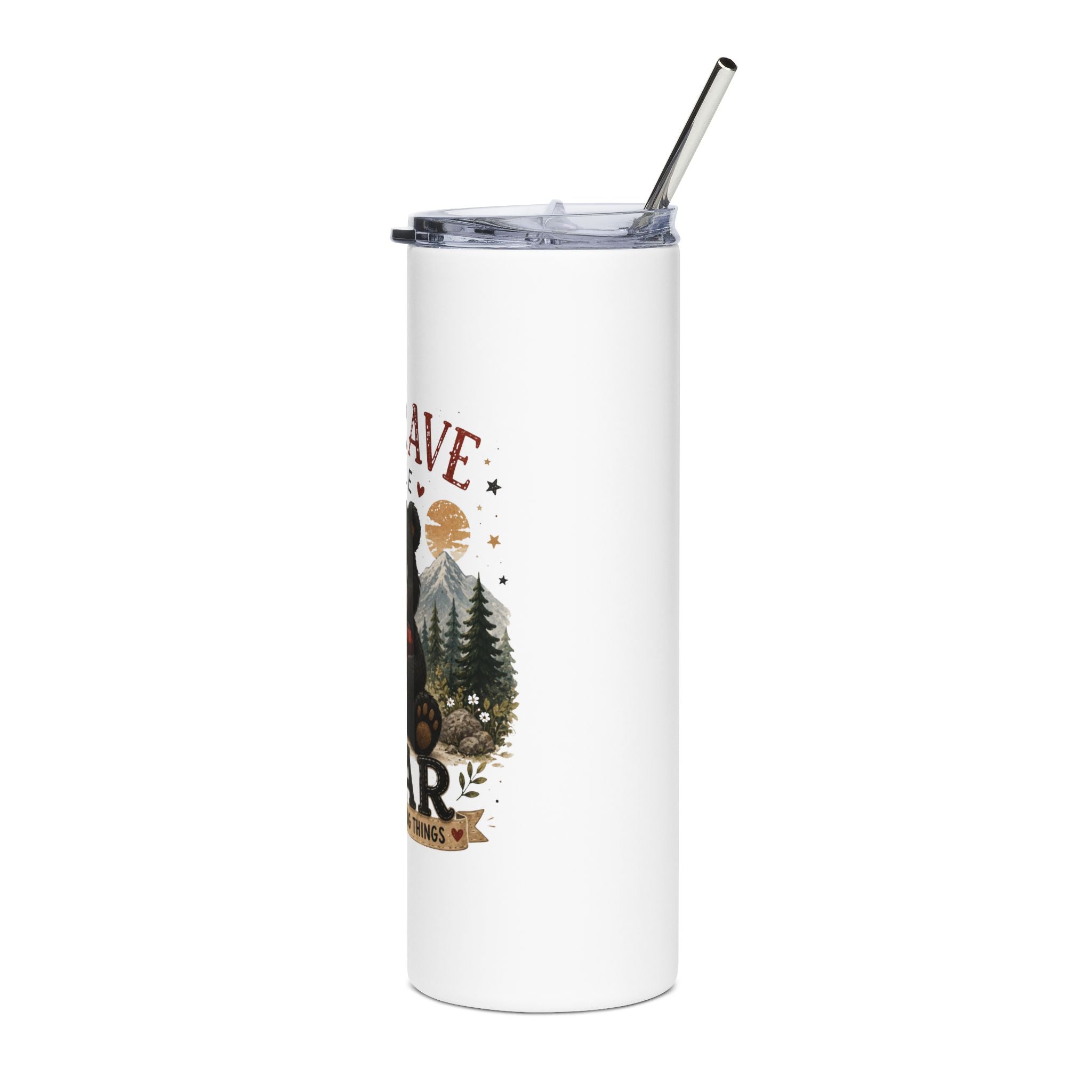 Be Brave Little Bear 20oz Stainless Steel Tumbler — Cute Woodland Kids Travel Cup