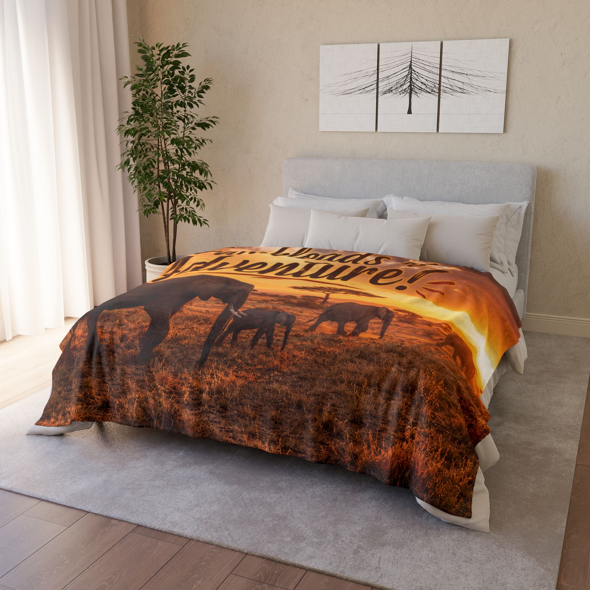 Trunkloads of Adventure! Elephant Safari Throw Blanket