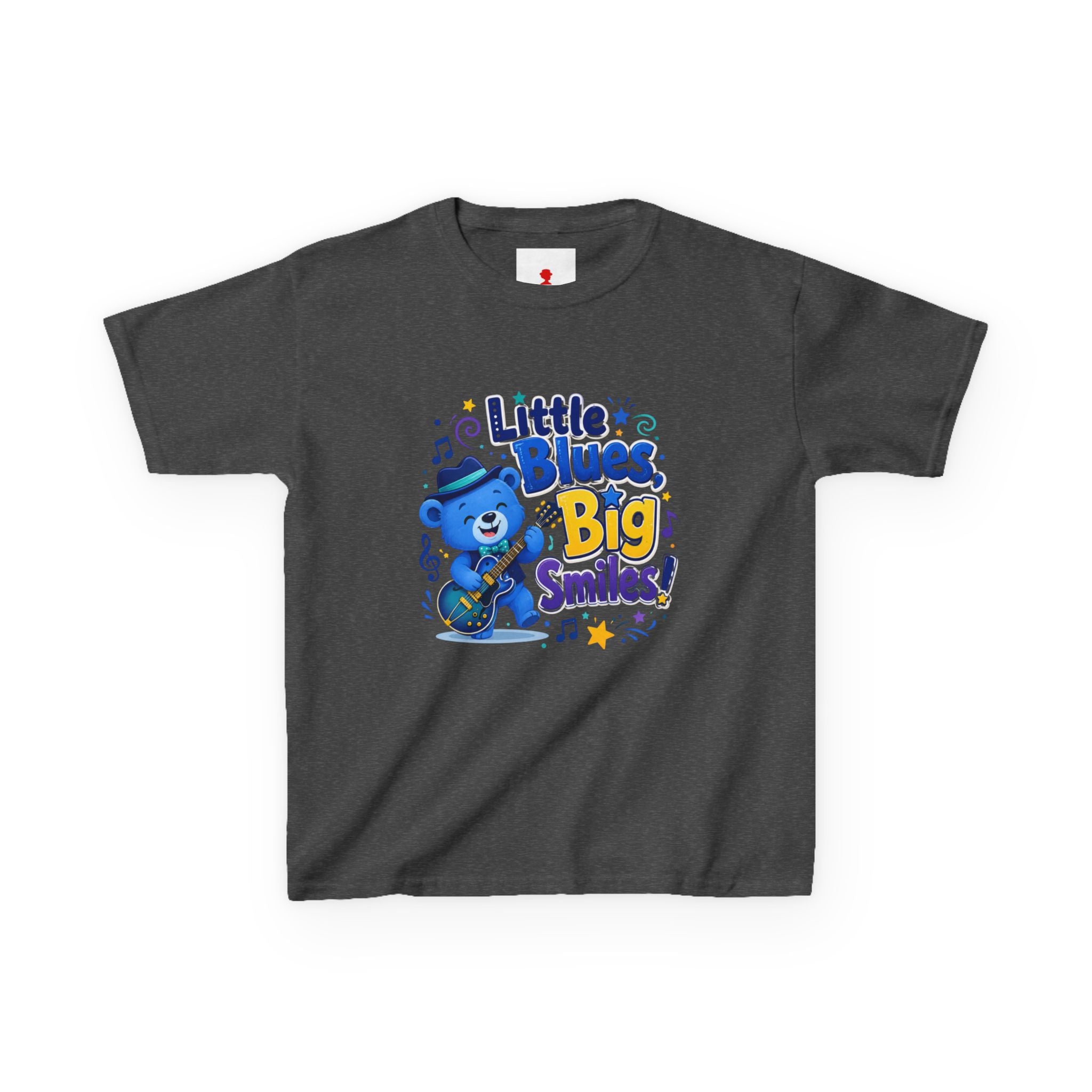 Kids Tee — "Little Blues, Big Smiles!" Guitar-Bear Graphic