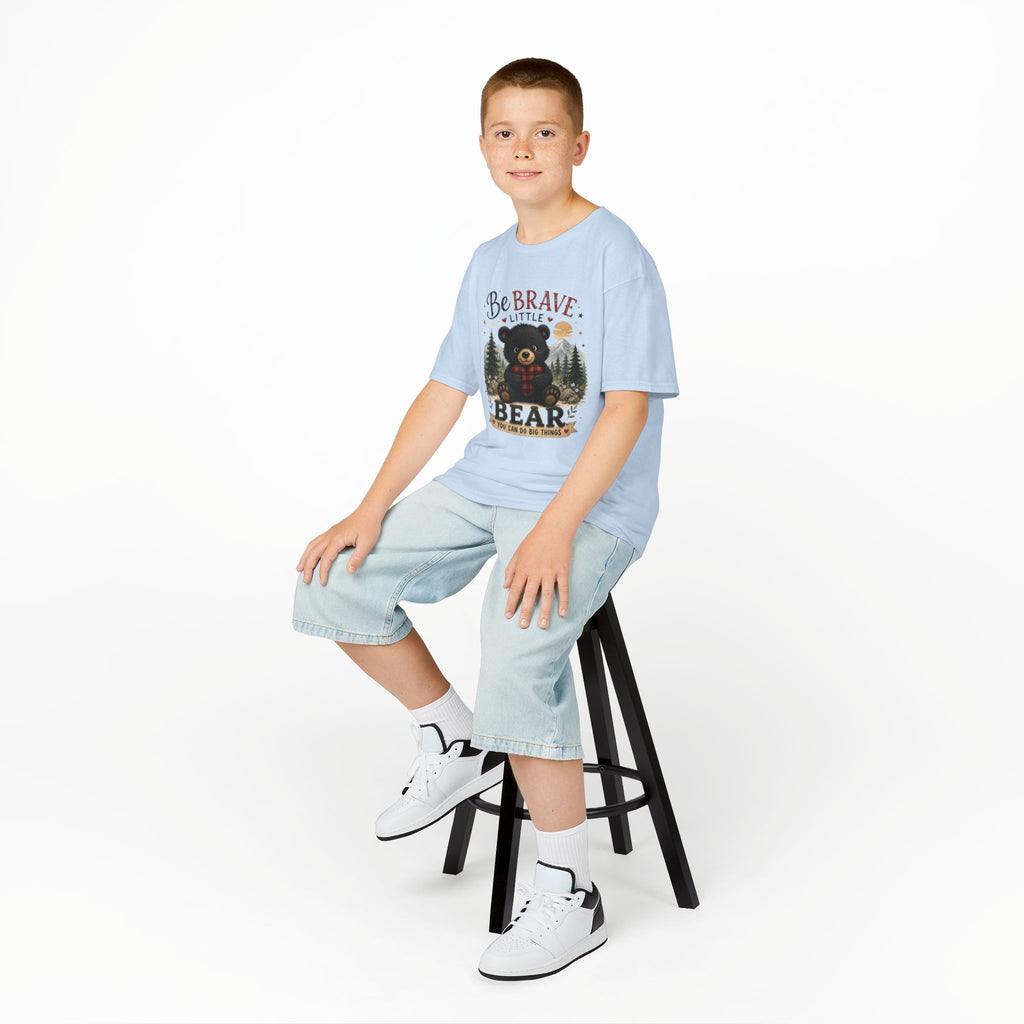 Kids T‑Shirt — "Be Brave Little Bear" Cute Woodland Bear Tee for Children, Inspirational Adventure Gift