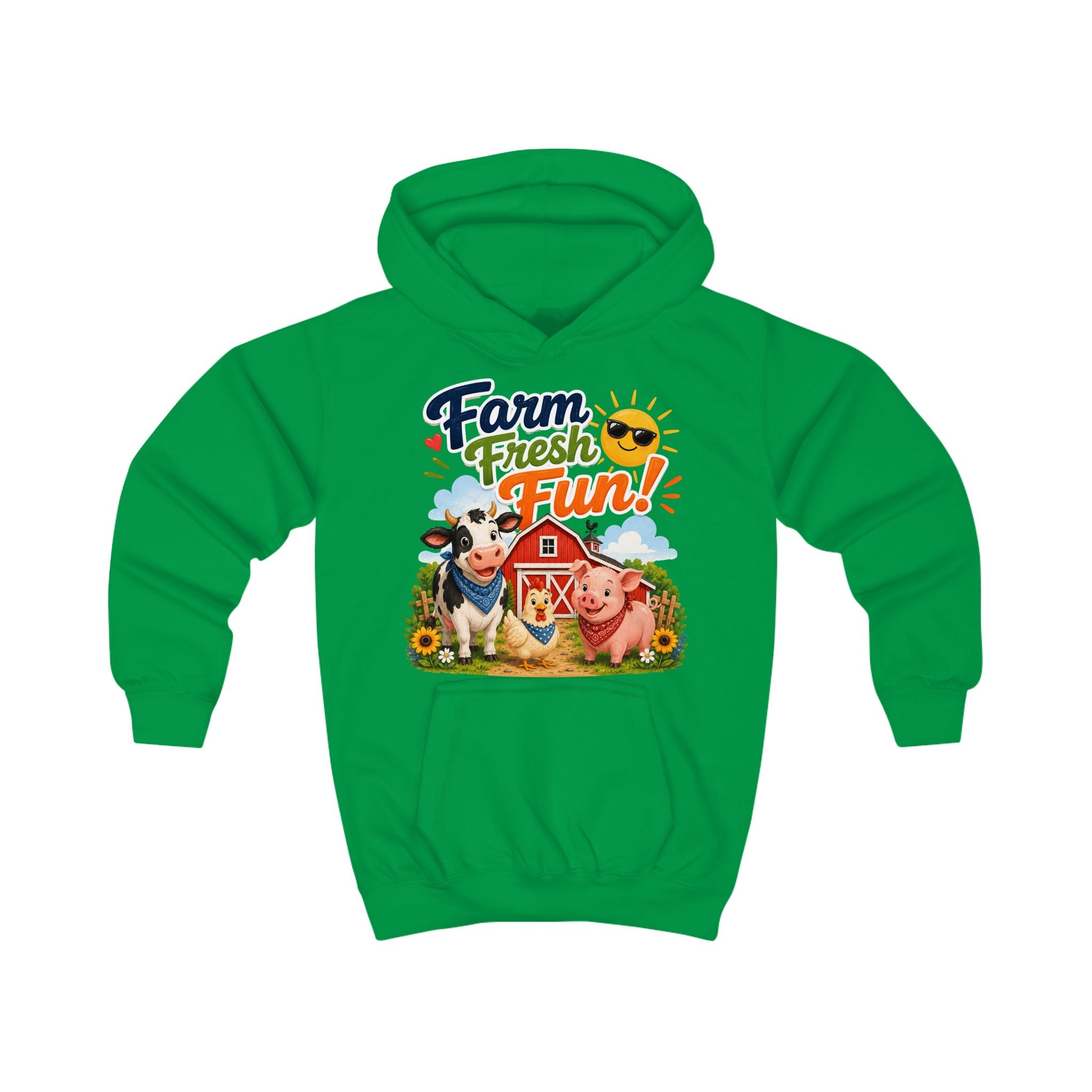 Farm Fresh Fun Kids Hoodie — Cute Cow & Pig Barnyard Design
