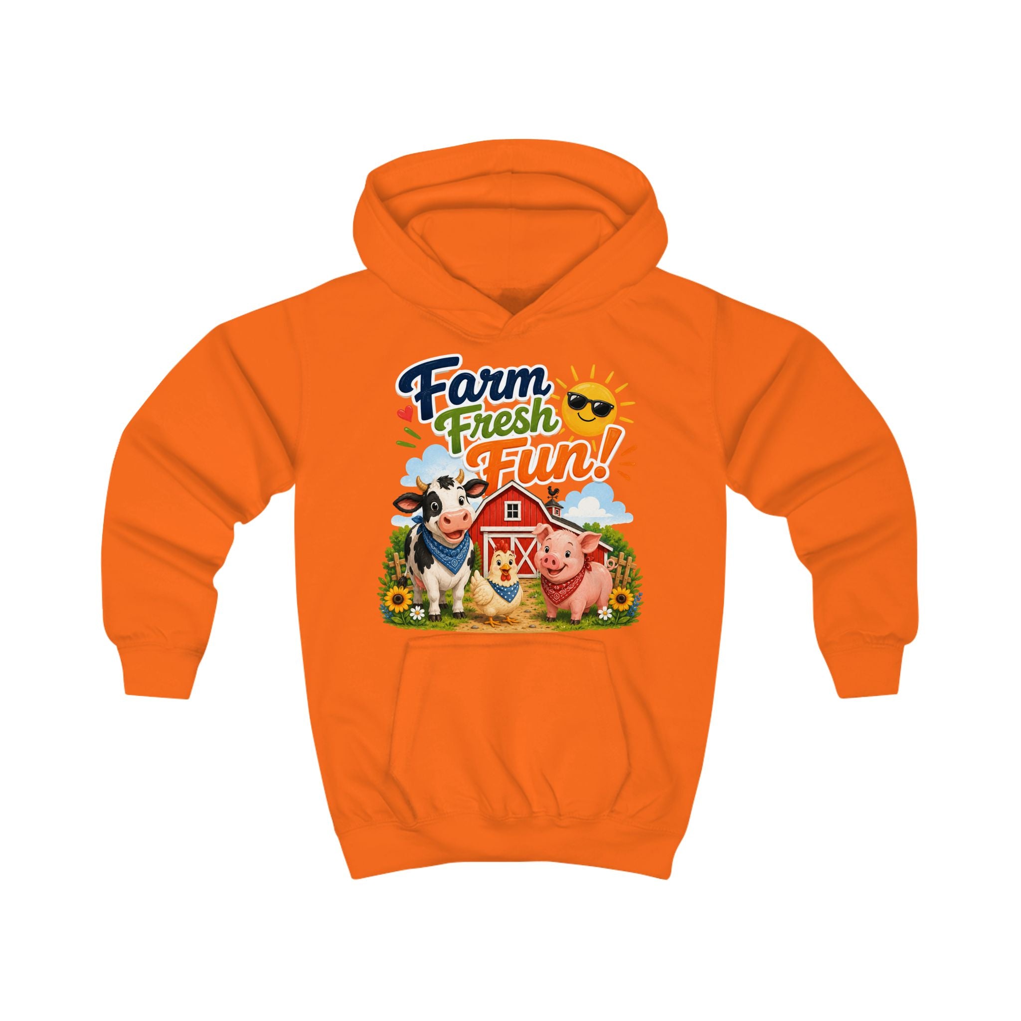 Farm Fresh Fun Kids Hoodie — Cute Cow & Pig Barnyard Design