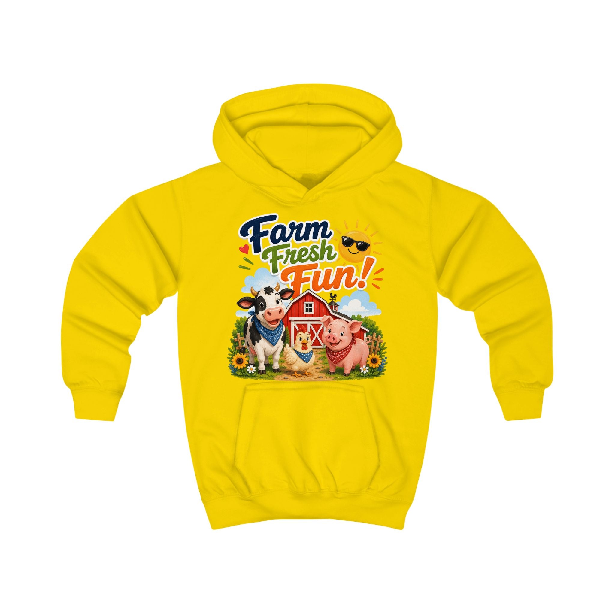 Farm Fresh Fun Kids Hoodie — Cute Cow & Pig Barnyard Design