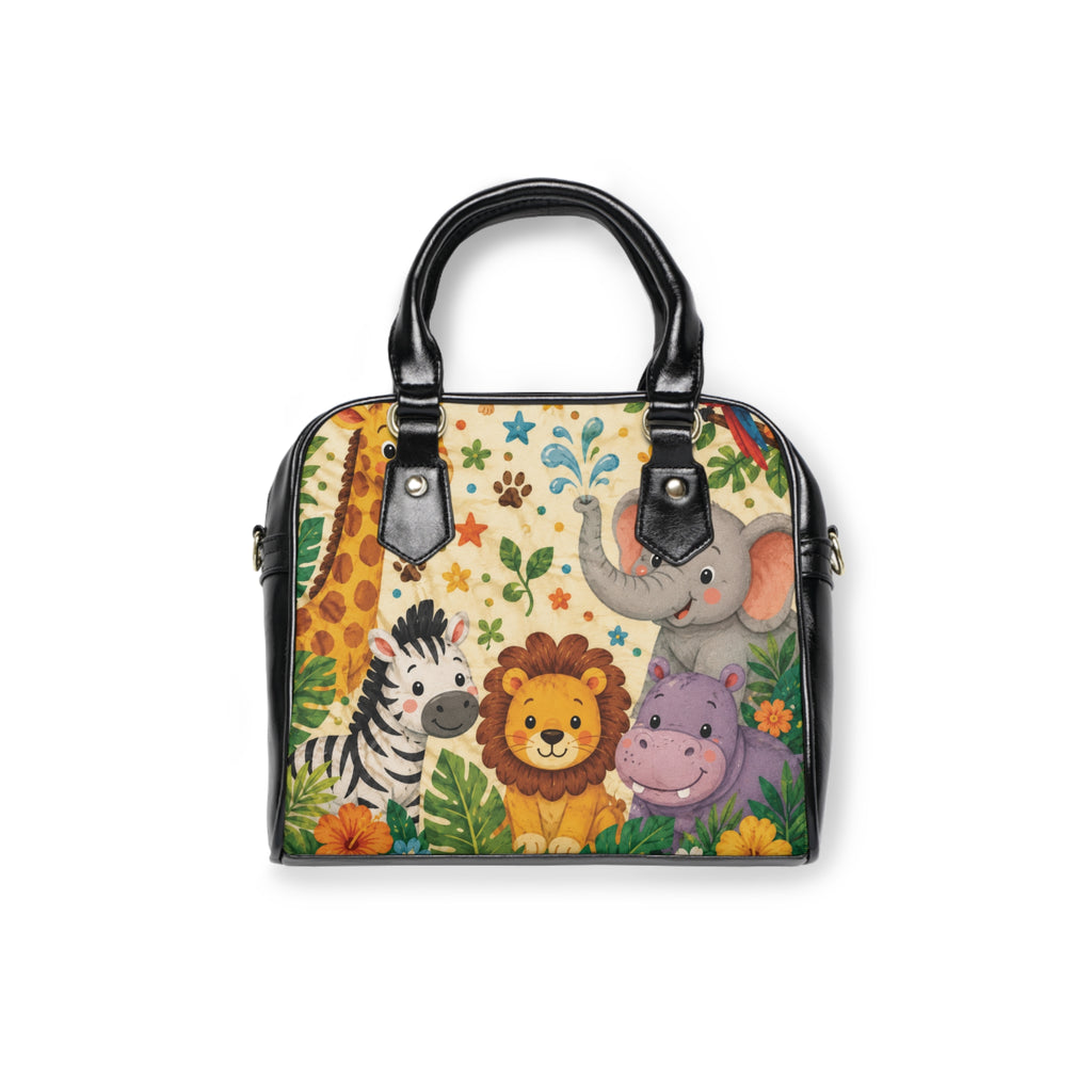 Cute Safari Animals Shoulder Handbag | Lion Zebra Elephant Hippo