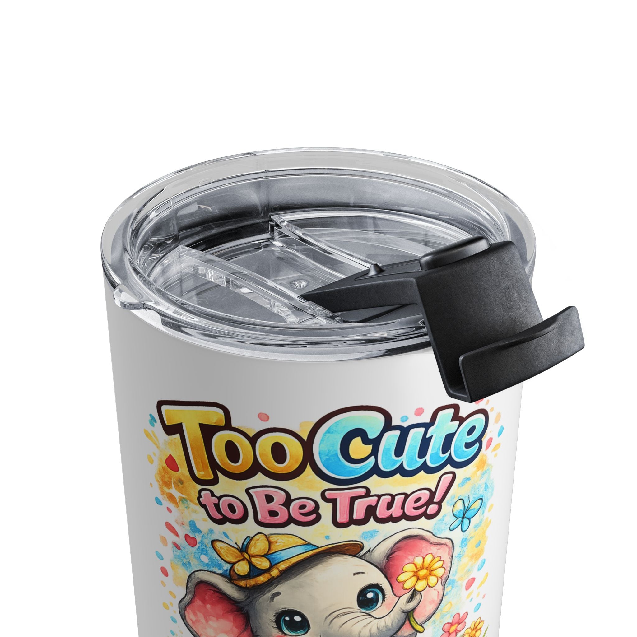 Too Cute to Be True! 10oz Elephant Tumbler — Cute Baby Animal Travel Cup