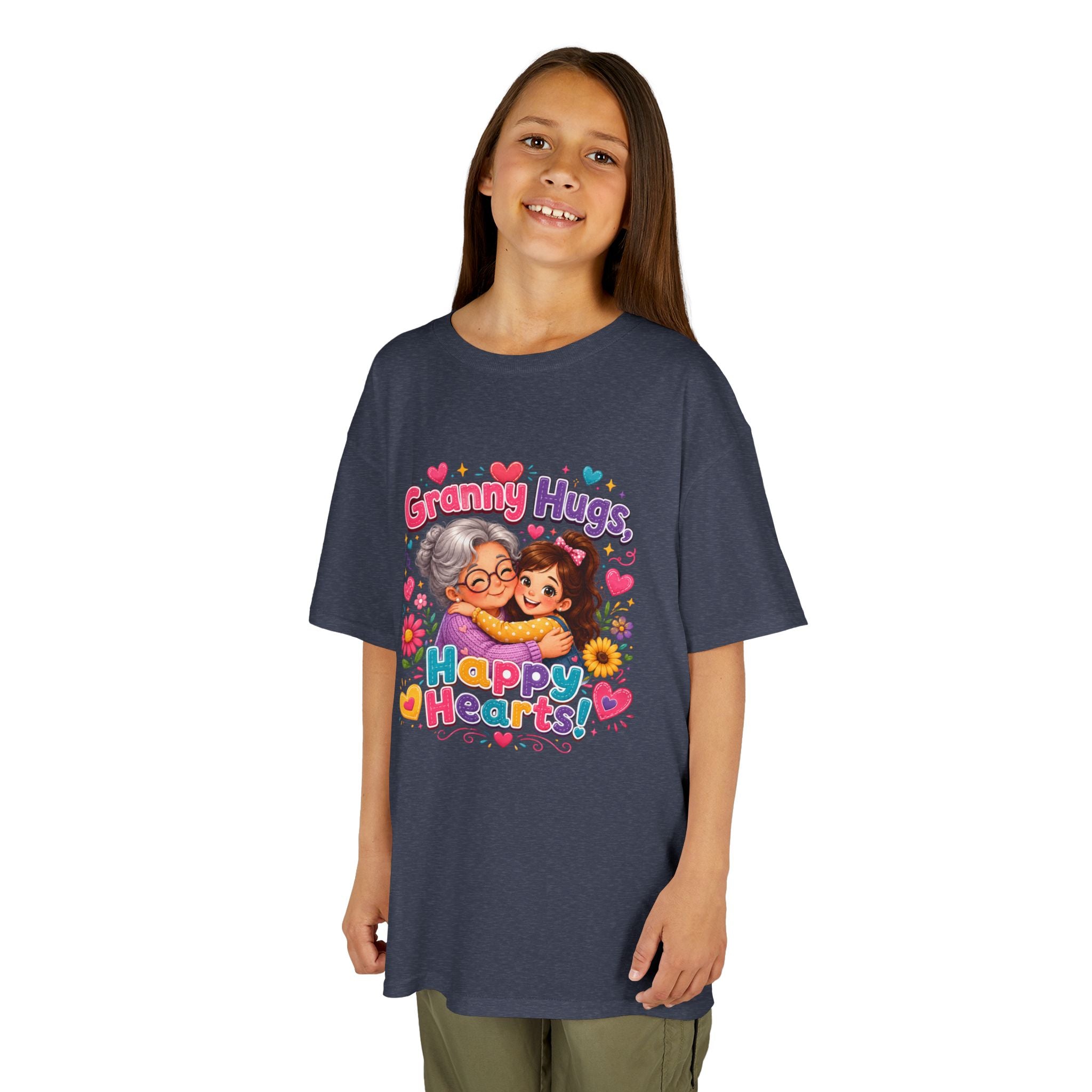 Granny Hugs Happy Hearts Tee | Grandma Grandchild Cute Illustration