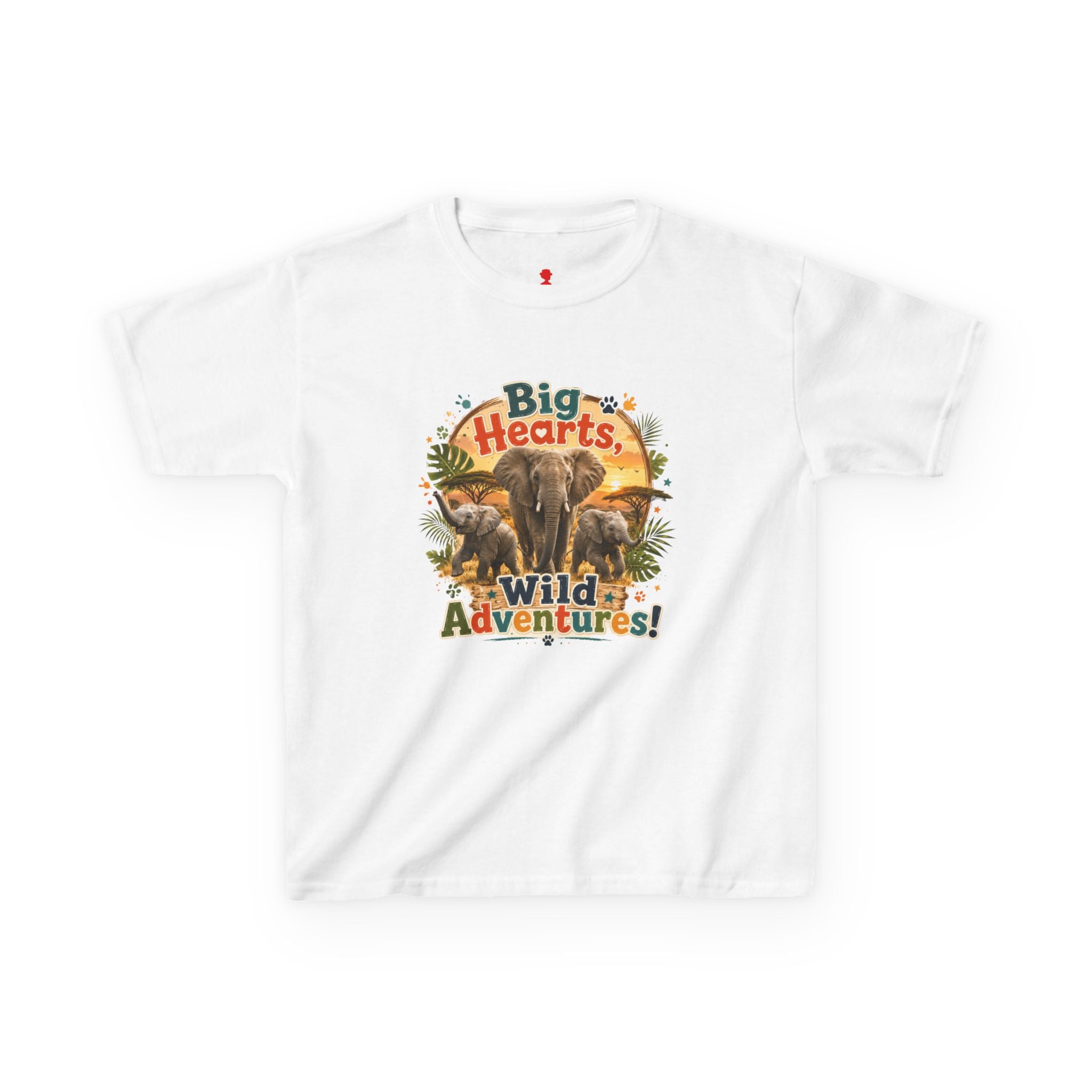 Kids T-Shirt — “Big Hearts, Wild Adventures!” Elephant Safari Shirt for Kids, Cute Animal Adventure Tee