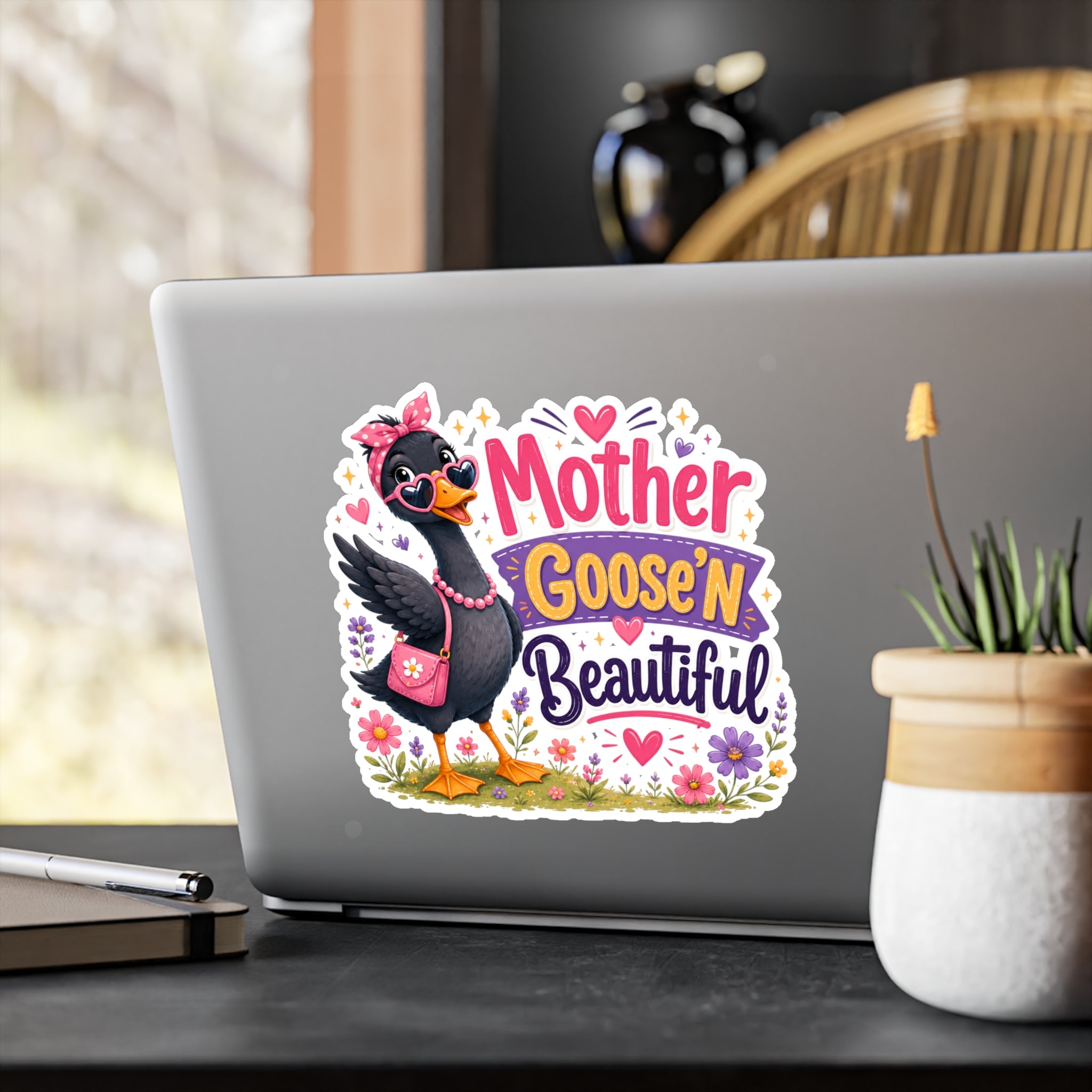 Mother Goose'n Beautiful Vinyl Sticker — Cute Kiss-Cut Decal for Moms & Nursery Decor
