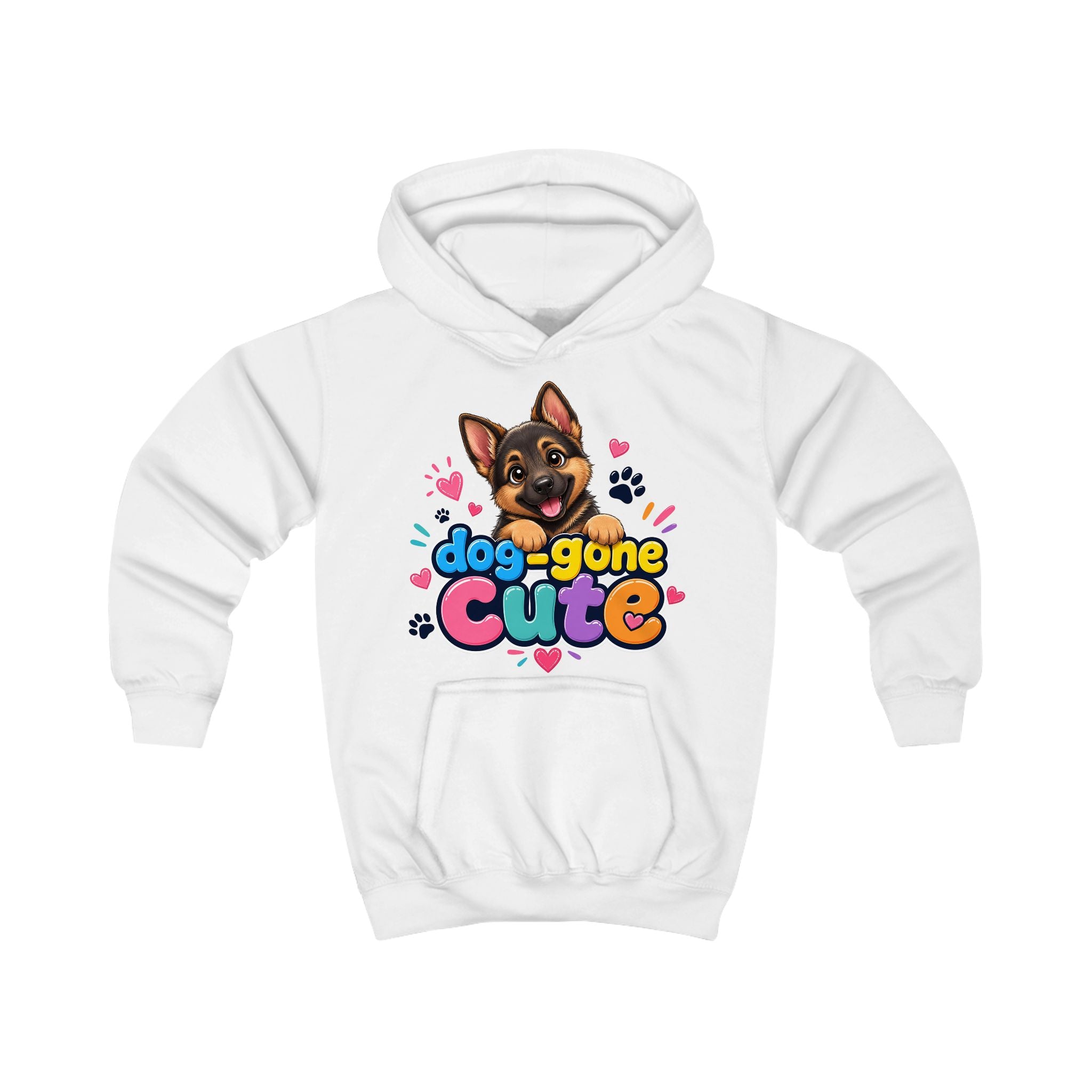 Dog-Gone Cute Kids Hoodie — Playful German Shepherd Paw Print Design