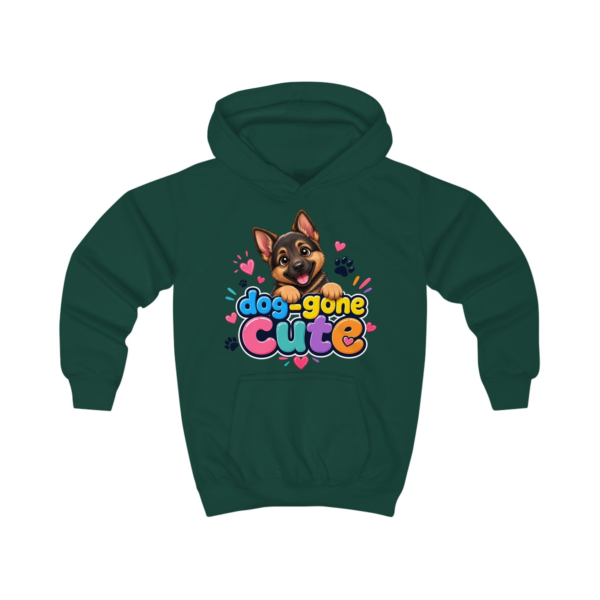 Dog-Gone Cute Kids Hoodie — Playful German Shepherd Paw Print Design