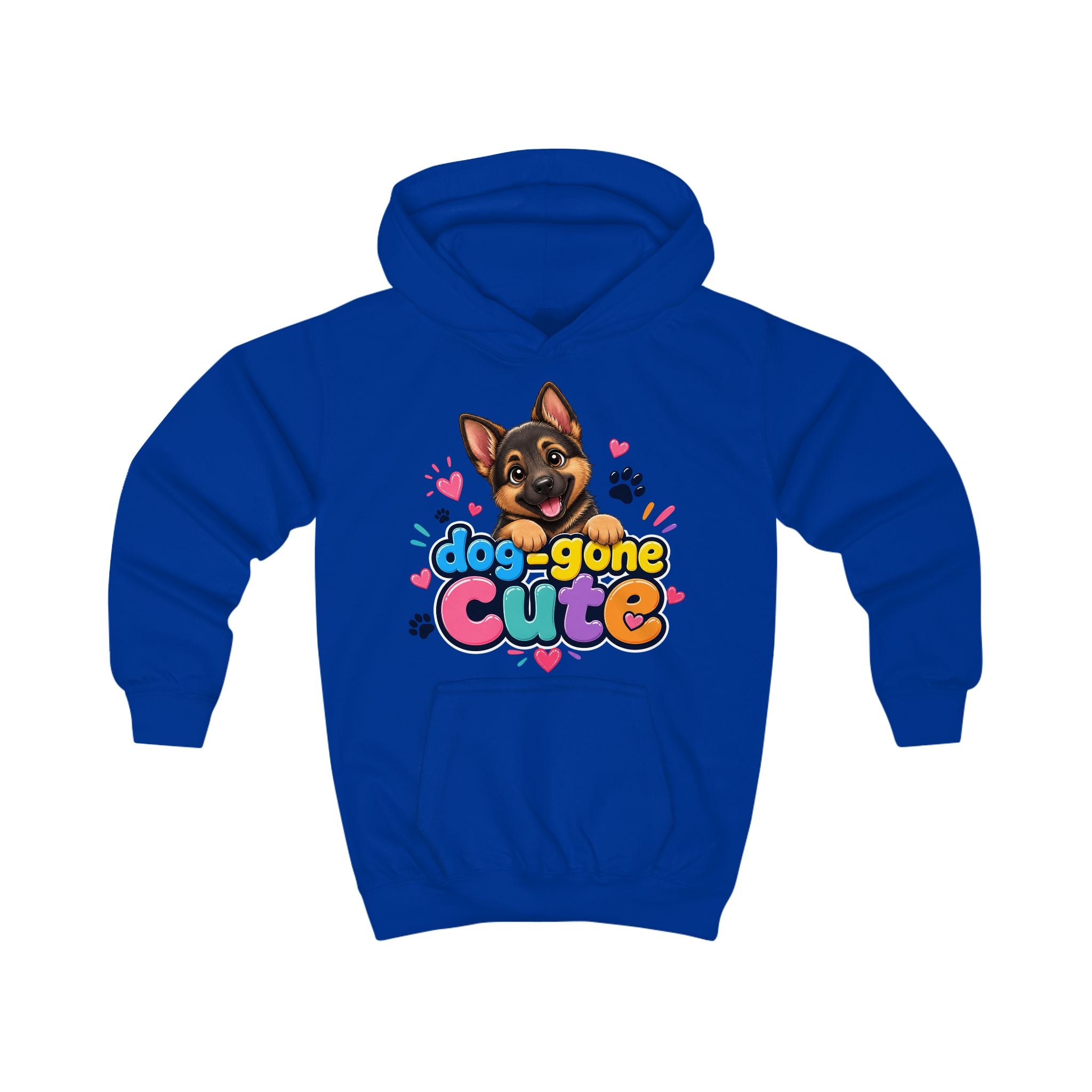 Dog-Gone Cute Kids Hoodie — Playful German Shepherd Paw Print Design