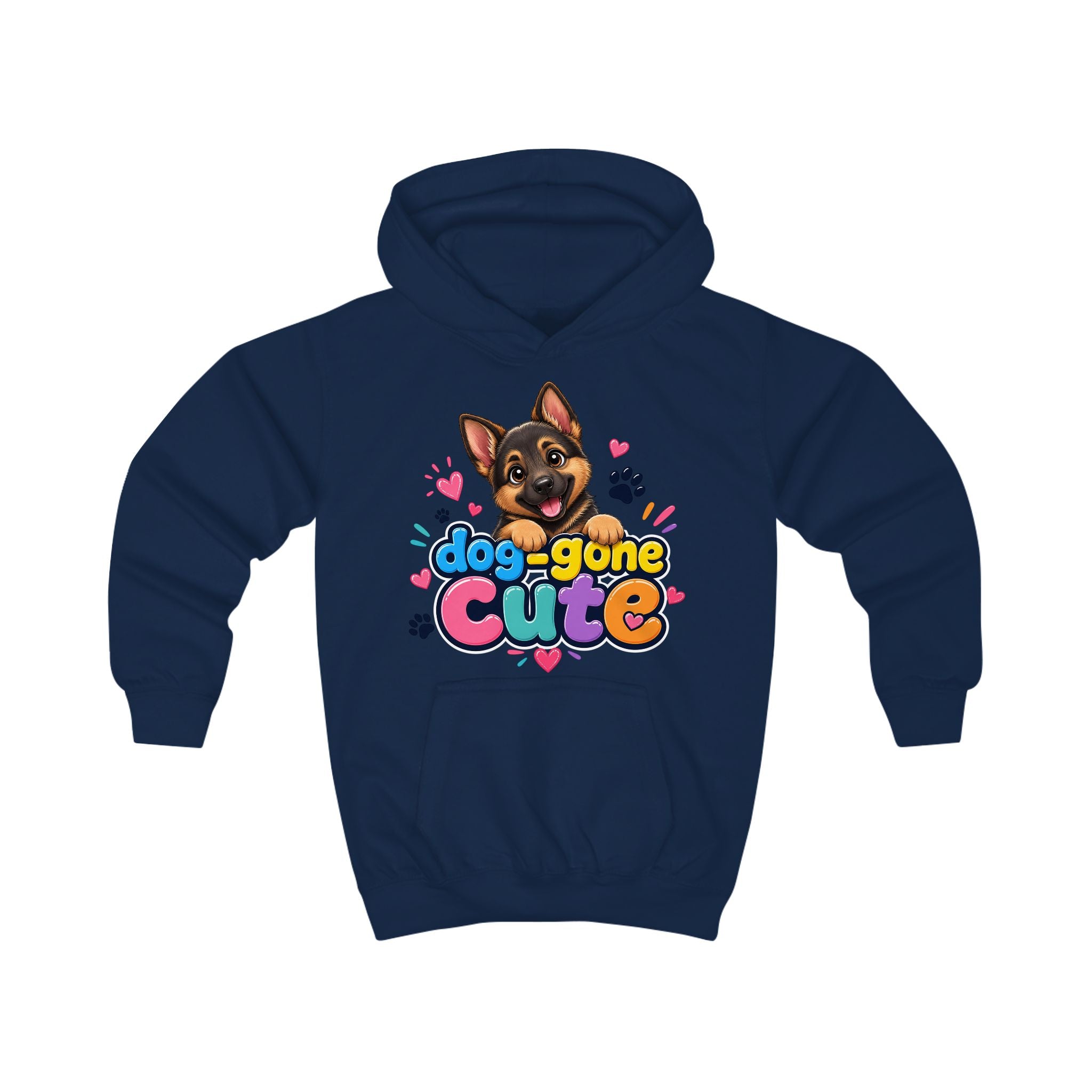 Dog-Gone Cute Kids Hoodie — Playful German Shepherd Paw Print Design