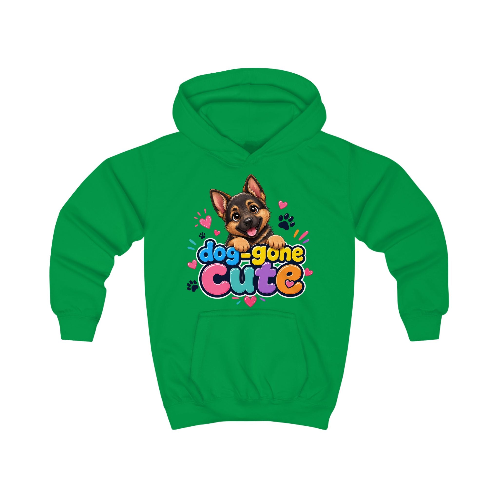 Dog-Gone Cute Kids Hoodie — Playful German Shepherd Paw Print Design
