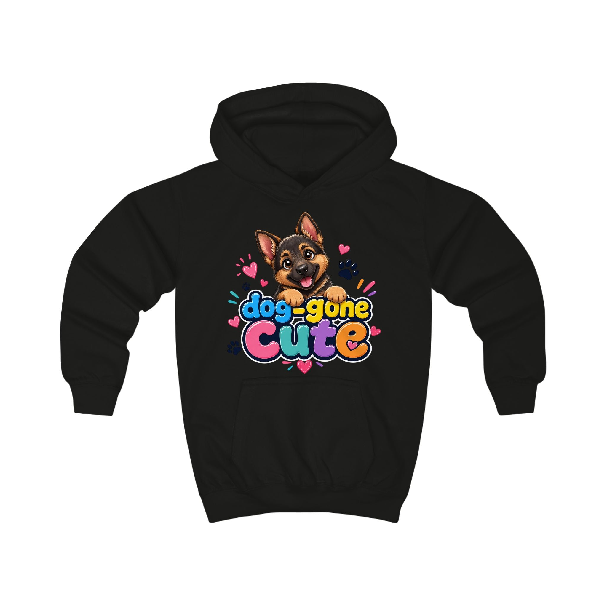 Dog-Gone Cute Kids Hoodie — Playful German Shepherd Paw Print Design