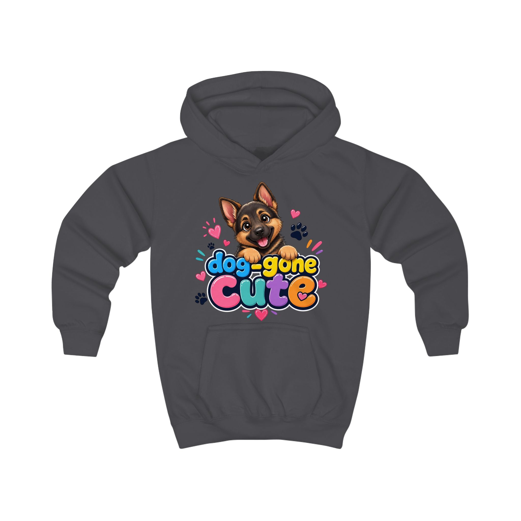 Dog-Gone Cute Kids Hoodie — Playful German Shepherd Paw Print Design