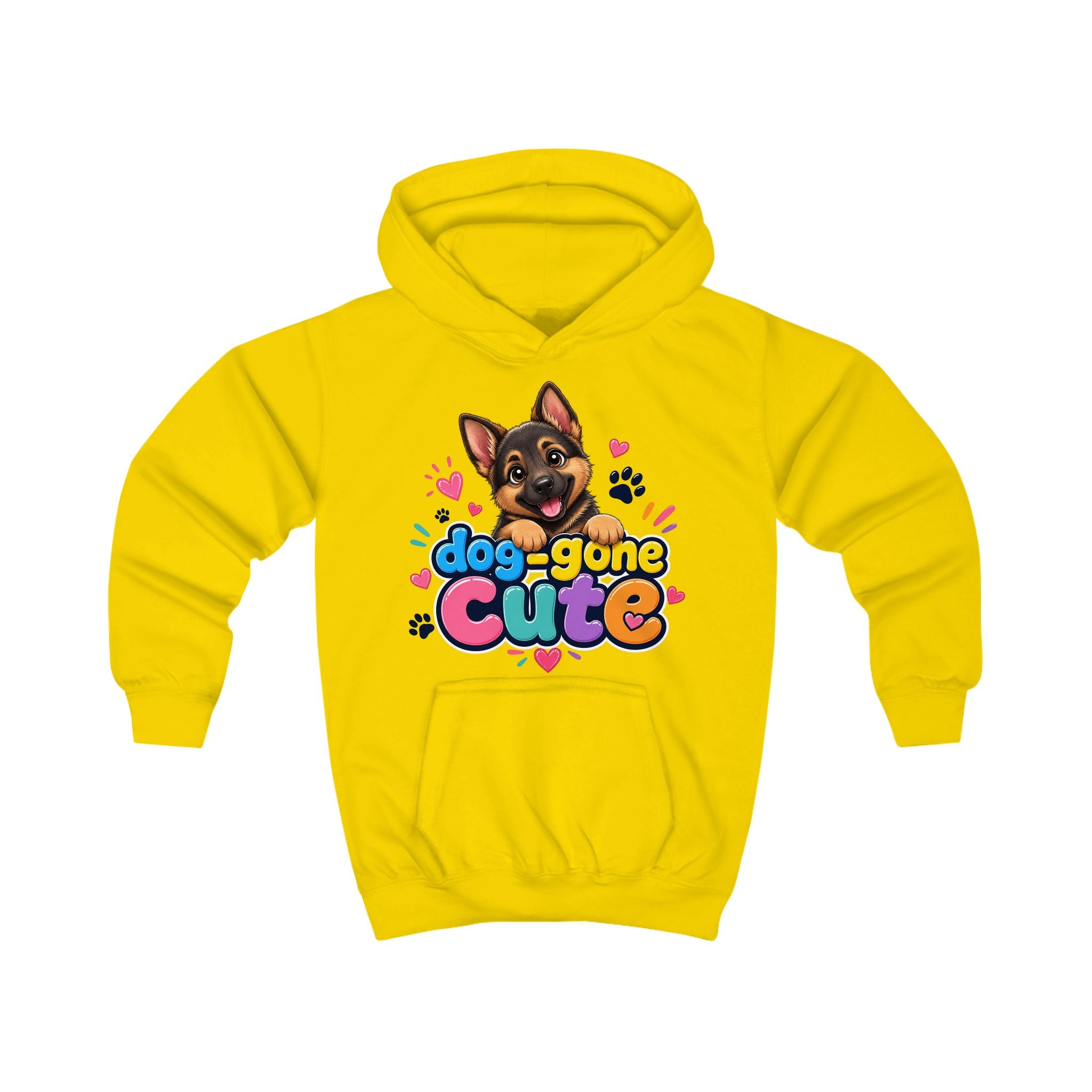 Dog-Gone Cute Kids Hoodie — Playful German Shepherd Paw Print Design