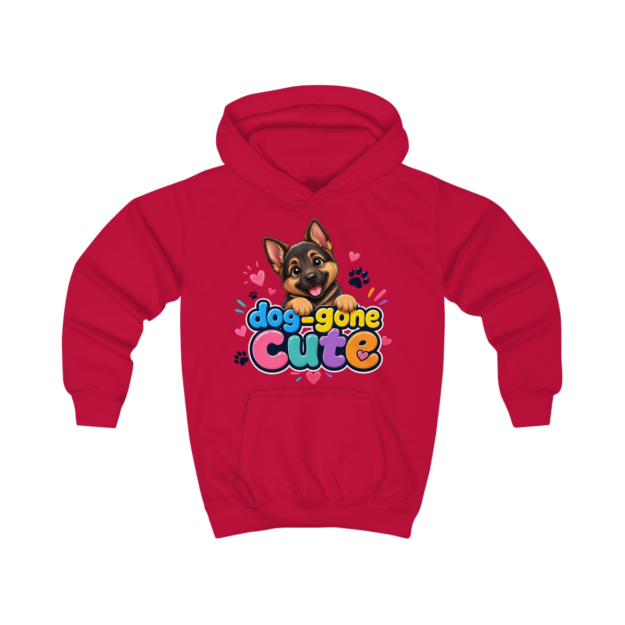 Dog-Gone Cute Kids Hoodie — Playful German Shepherd Paw Print Design