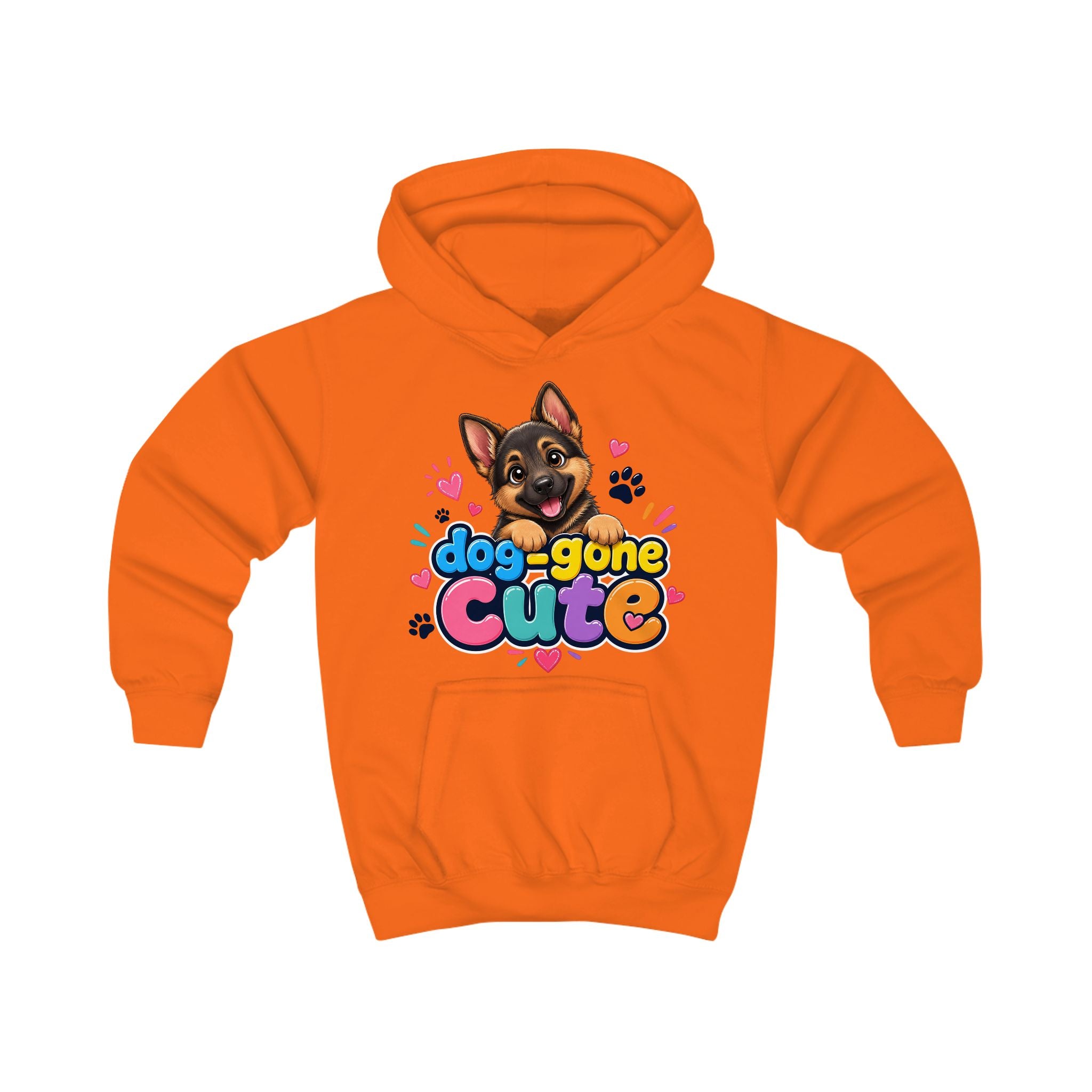 Dog-Gone Cute Kids Hoodie — Playful German Shepherd Paw Print Design