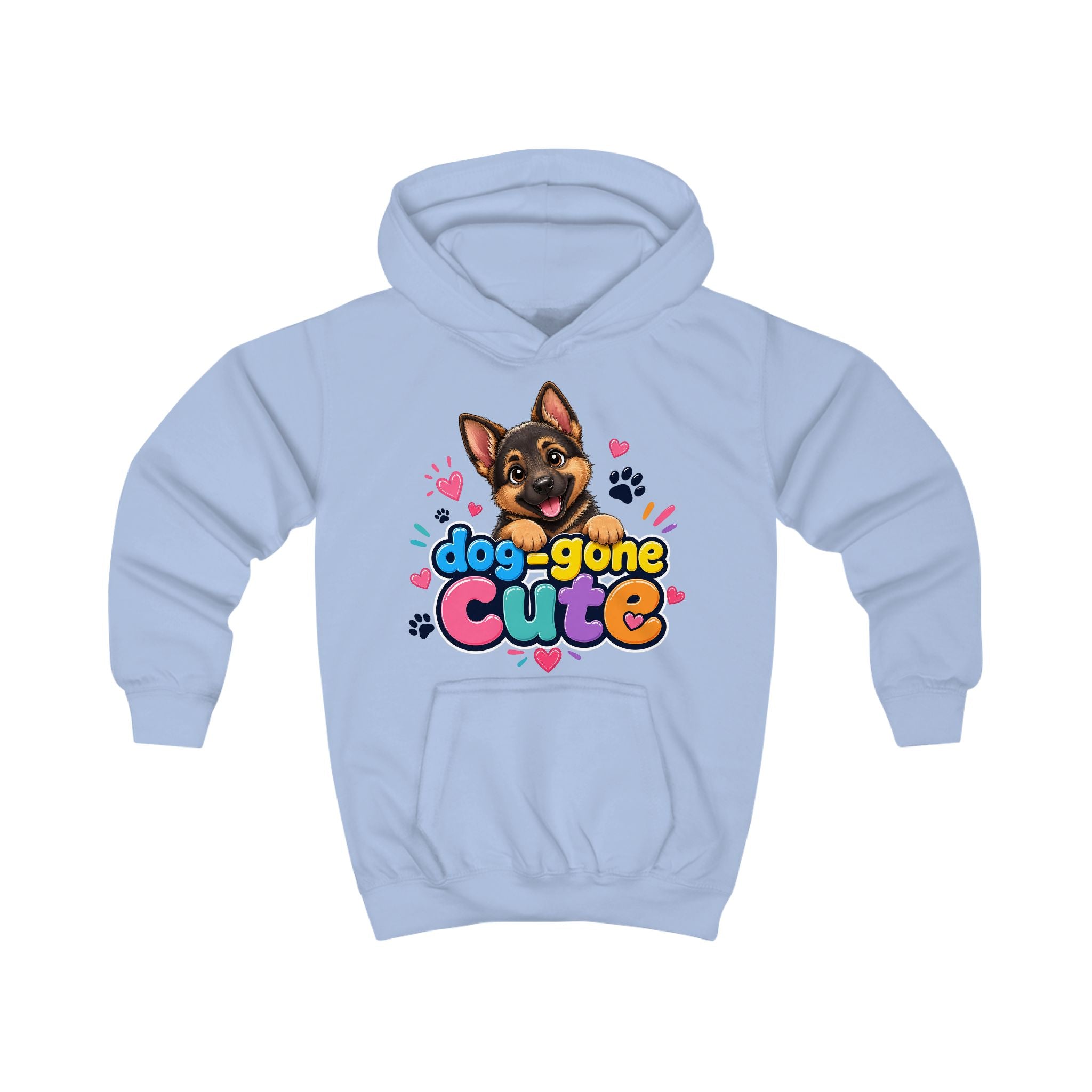 Dog-Gone Cute Kids Hoodie — Playful German Shepherd Paw Print Design