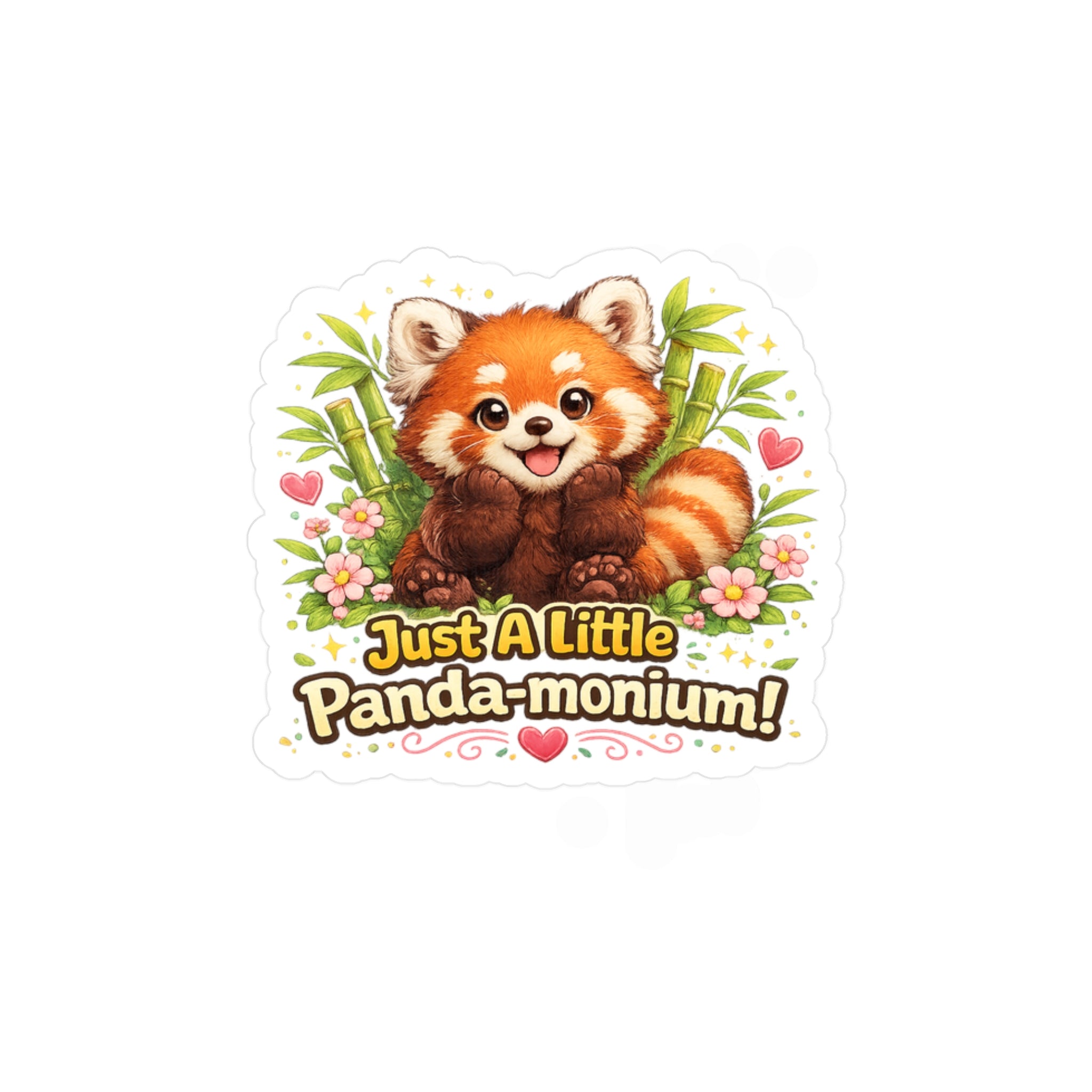 Red Panda Illustration Just A Little Panda-monium Sticker | Kiss-Cut Vinyl Decal