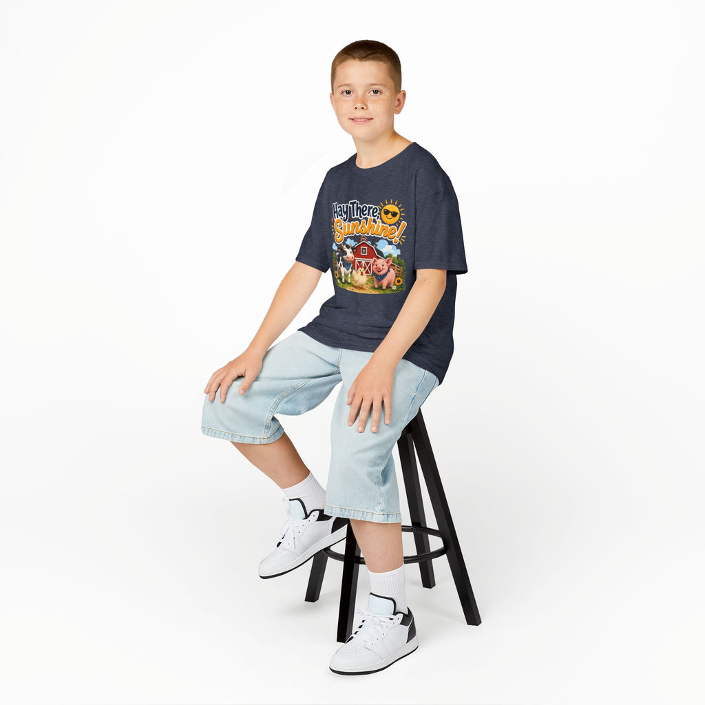 Kids Tee — "Hay There, Sunshine!" Farm Animal Graphic