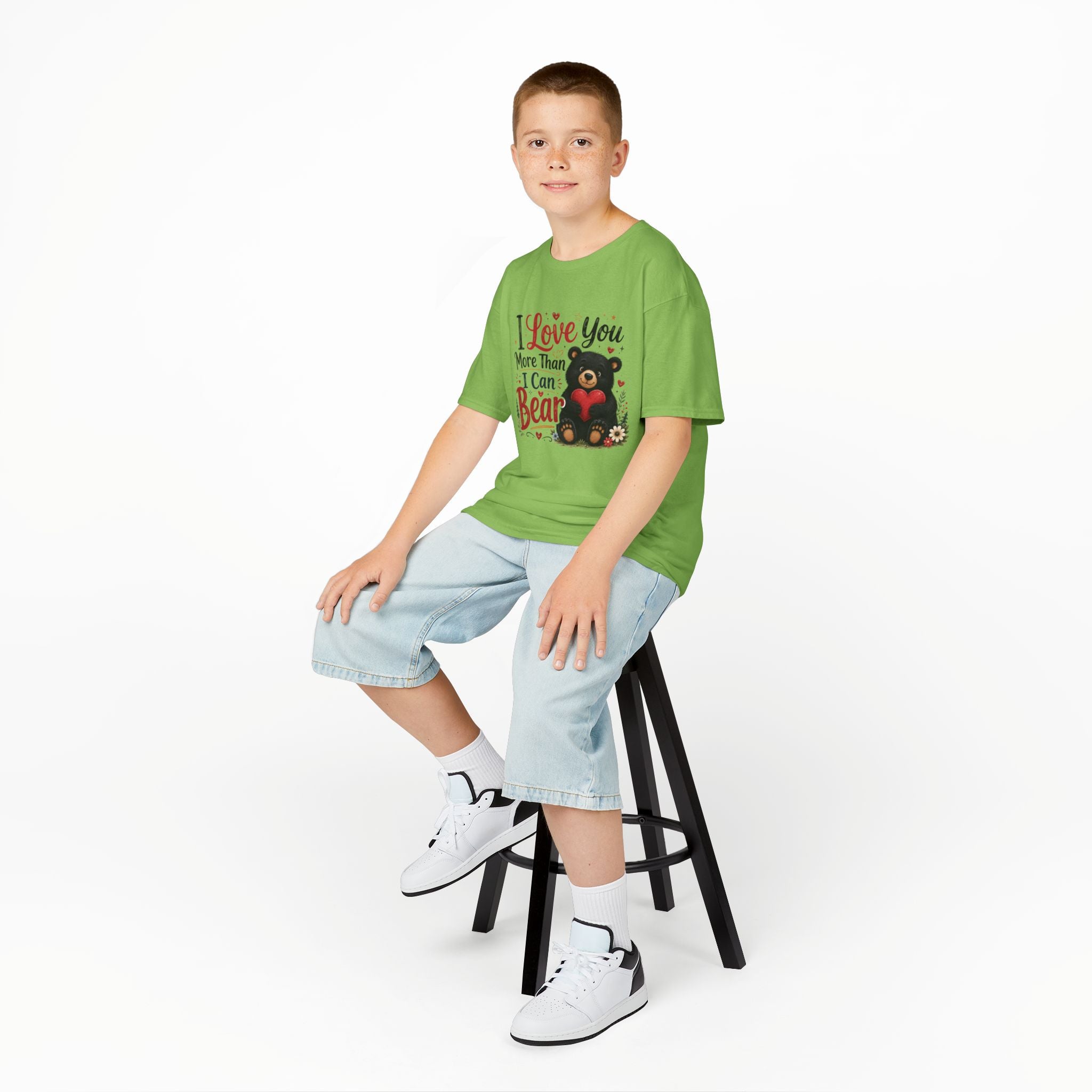 Kids T-Shirt - "I Love You More Than I Can Bear" Cute Bear Valentine Tee