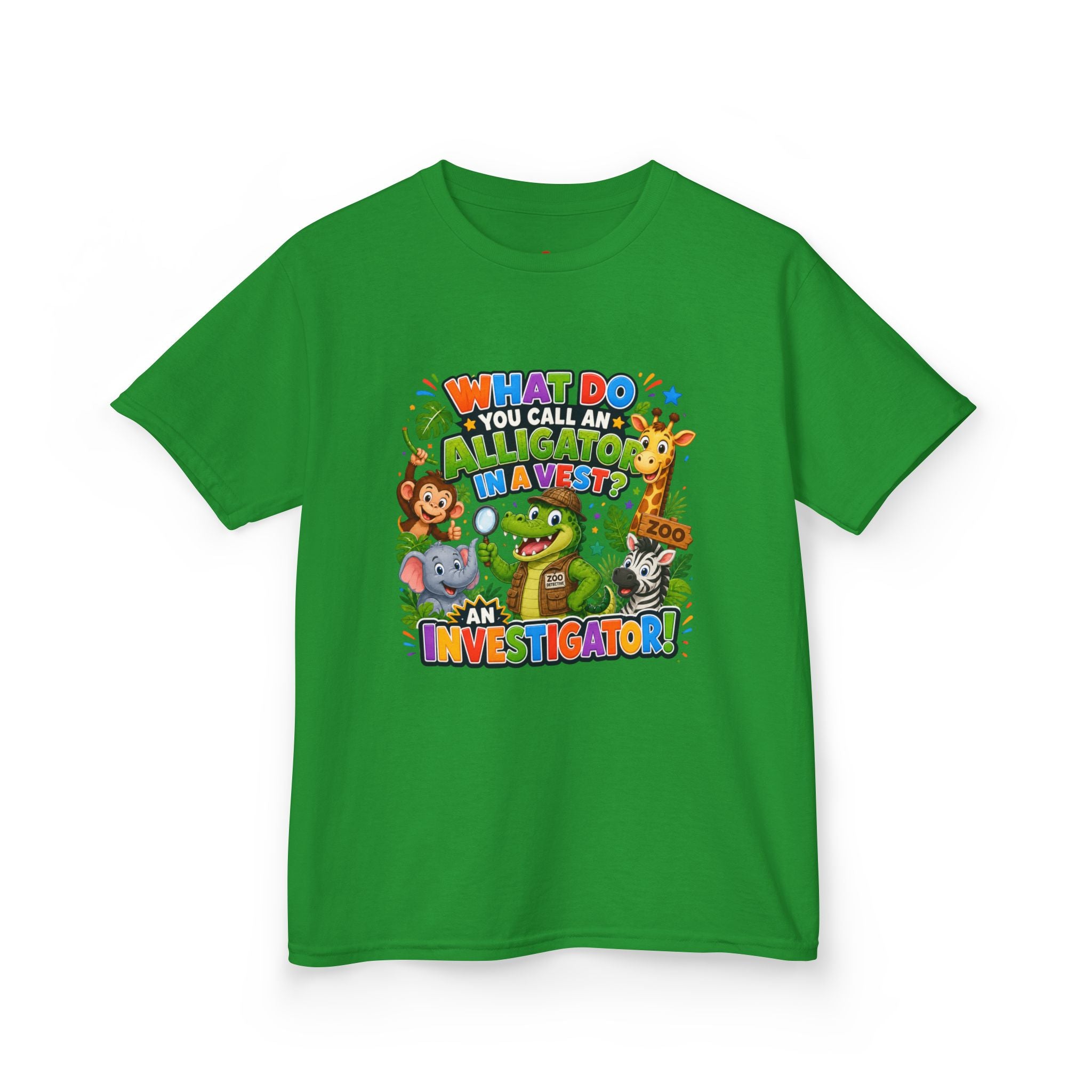 What Do You Call An Alligator? Investigator Kids T-Shirt | Cute Jungle Animals Puzzle