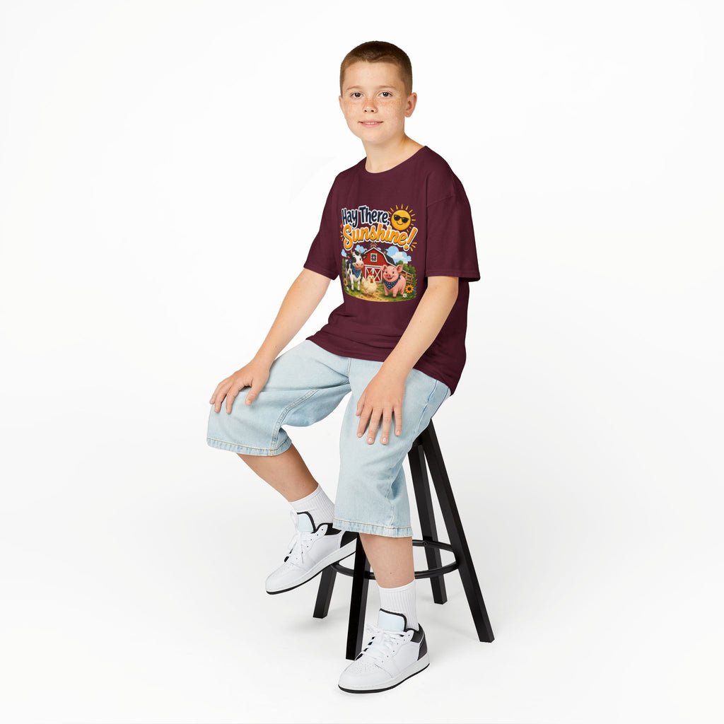 Kids Tee — "Hay There, Sunshine!" Farm Animal Graphic