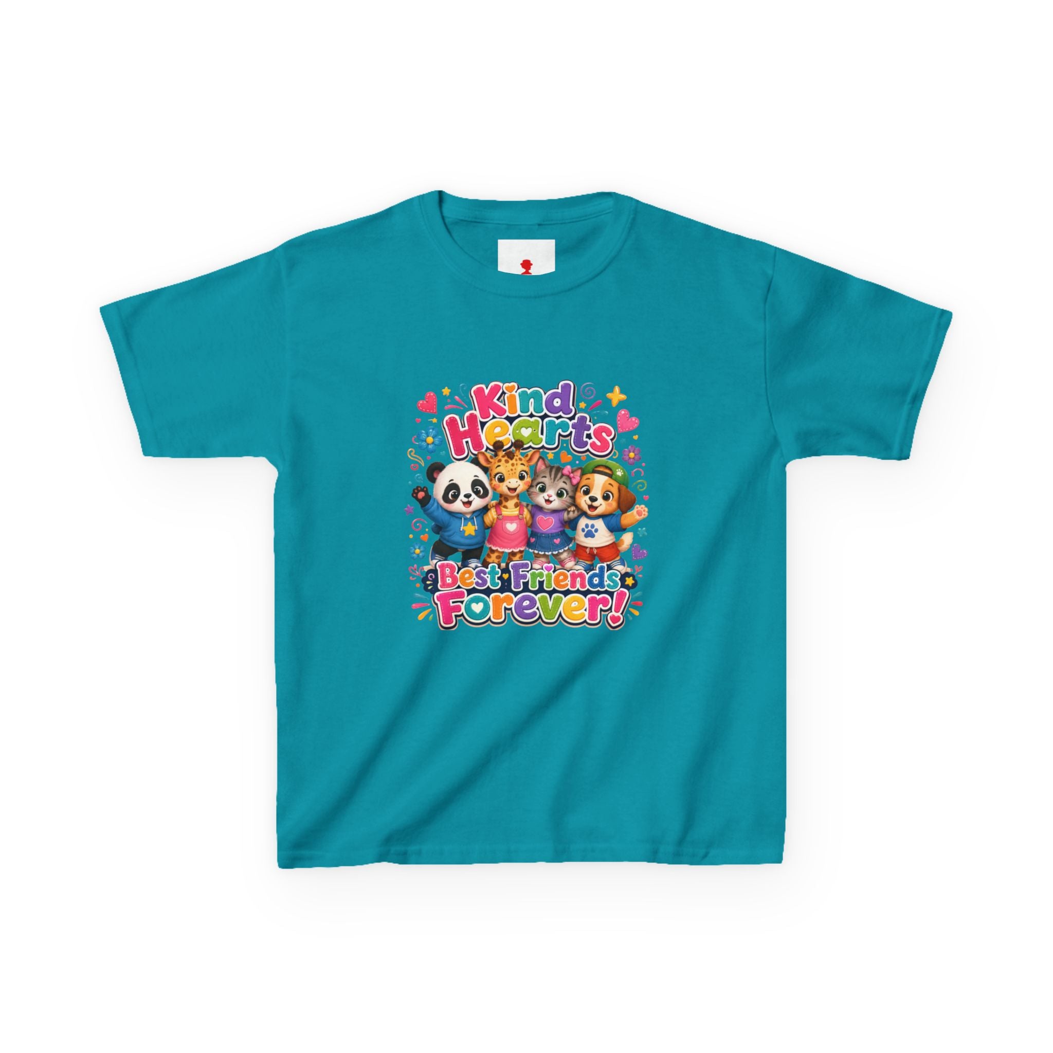Kids Tee — "Kind Hearts Best Friends Forever" Colorful Cartoon Animals