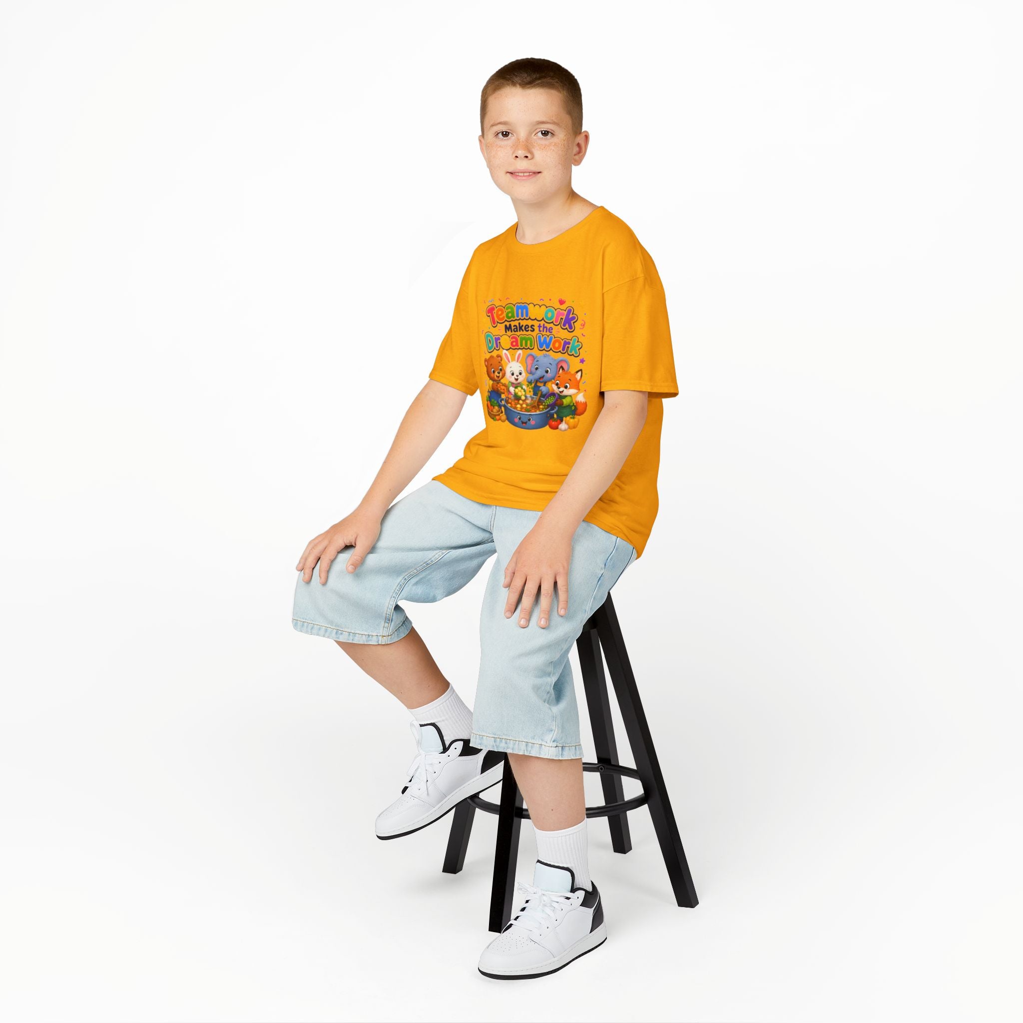Kids Tee — “Teamwork Makes the Dream Work” Cute Animal Classroom Shirt