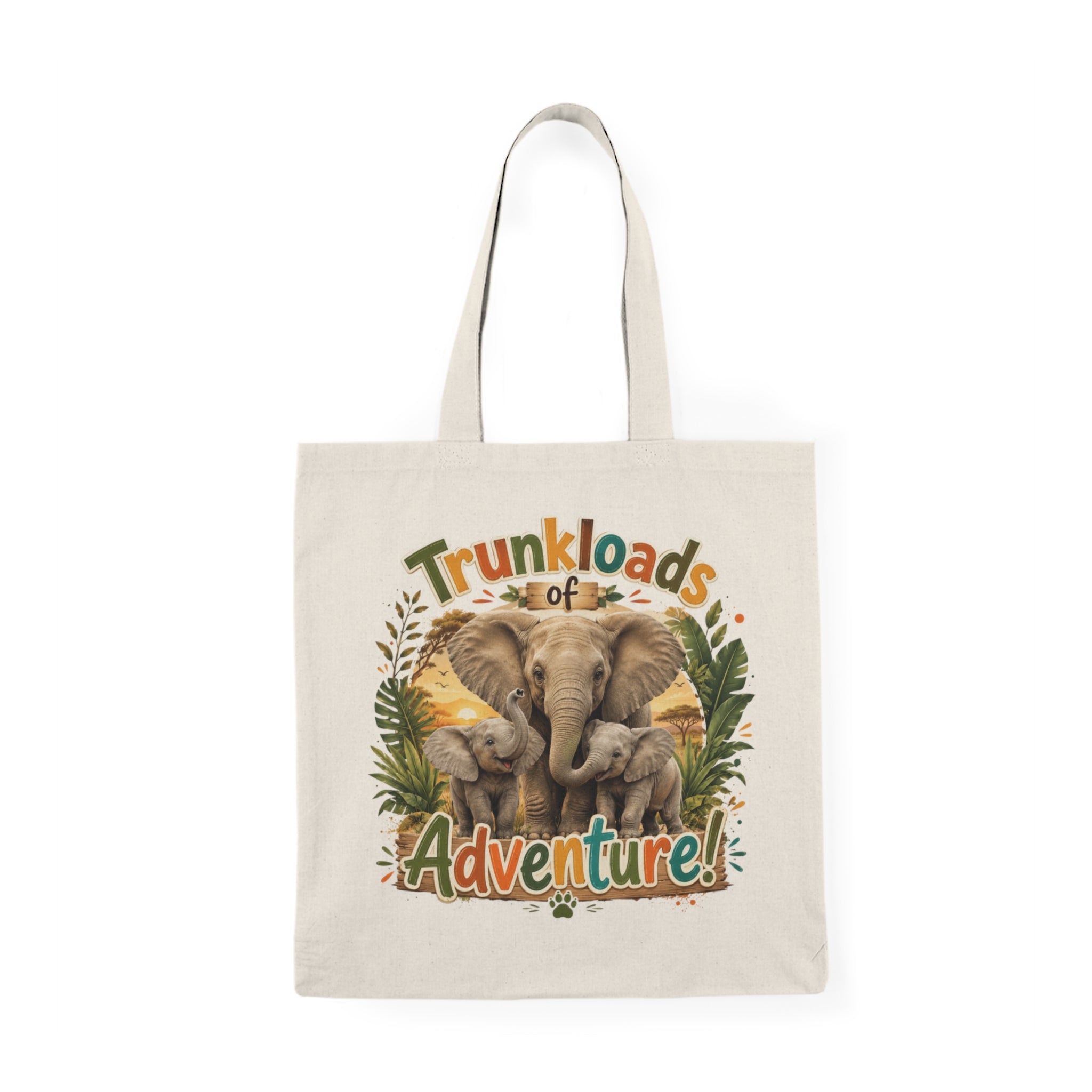 Elephant 'Trunkloads of Adventure' Natural Tote Bag