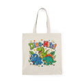 Dino-Mite! Cute Kids Dinosaur Tote Bag — Canvas Natural Grocery & School Bag