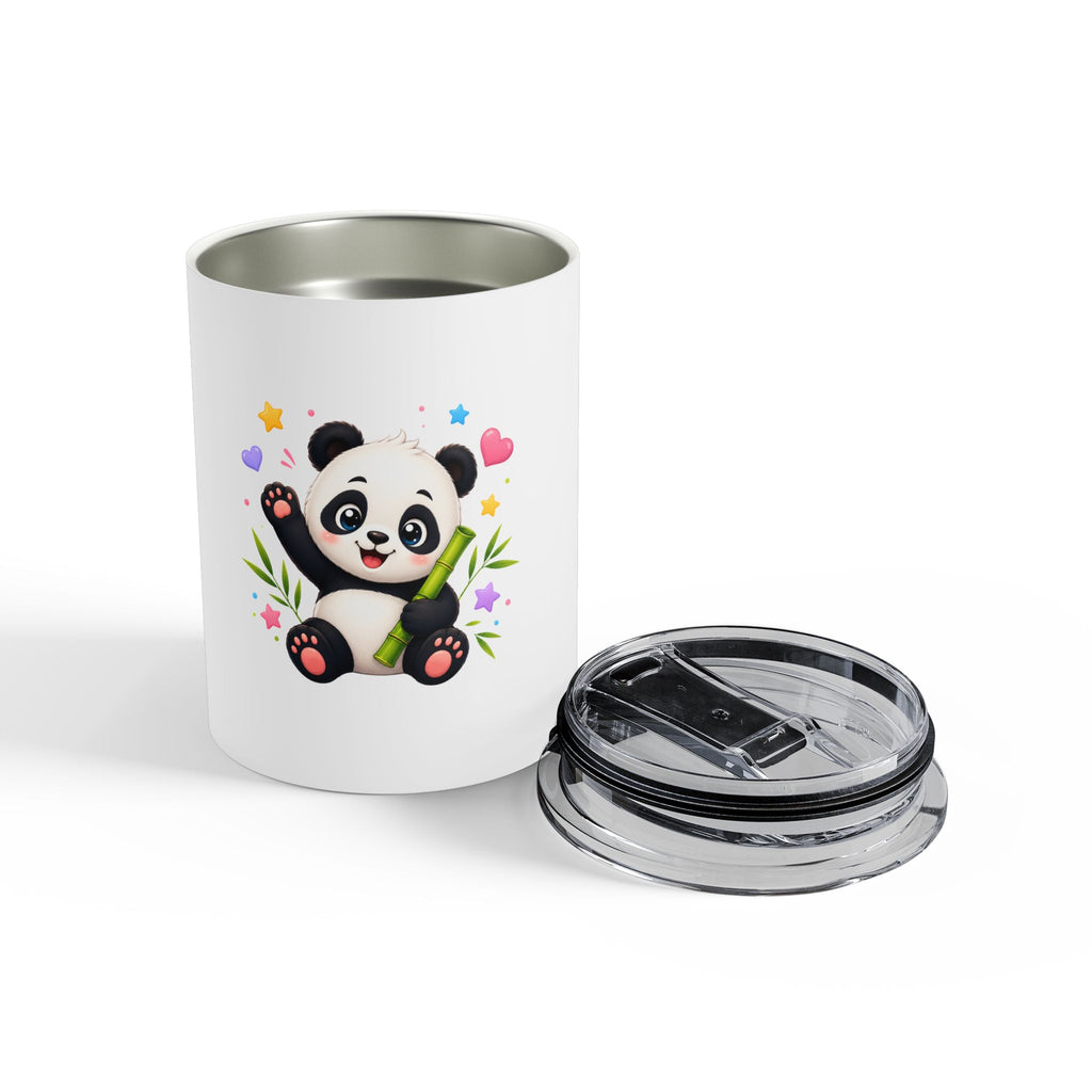 Cute Panda 10oz Tumbler — Insulated Kids Travel Cup with Bamboo Design