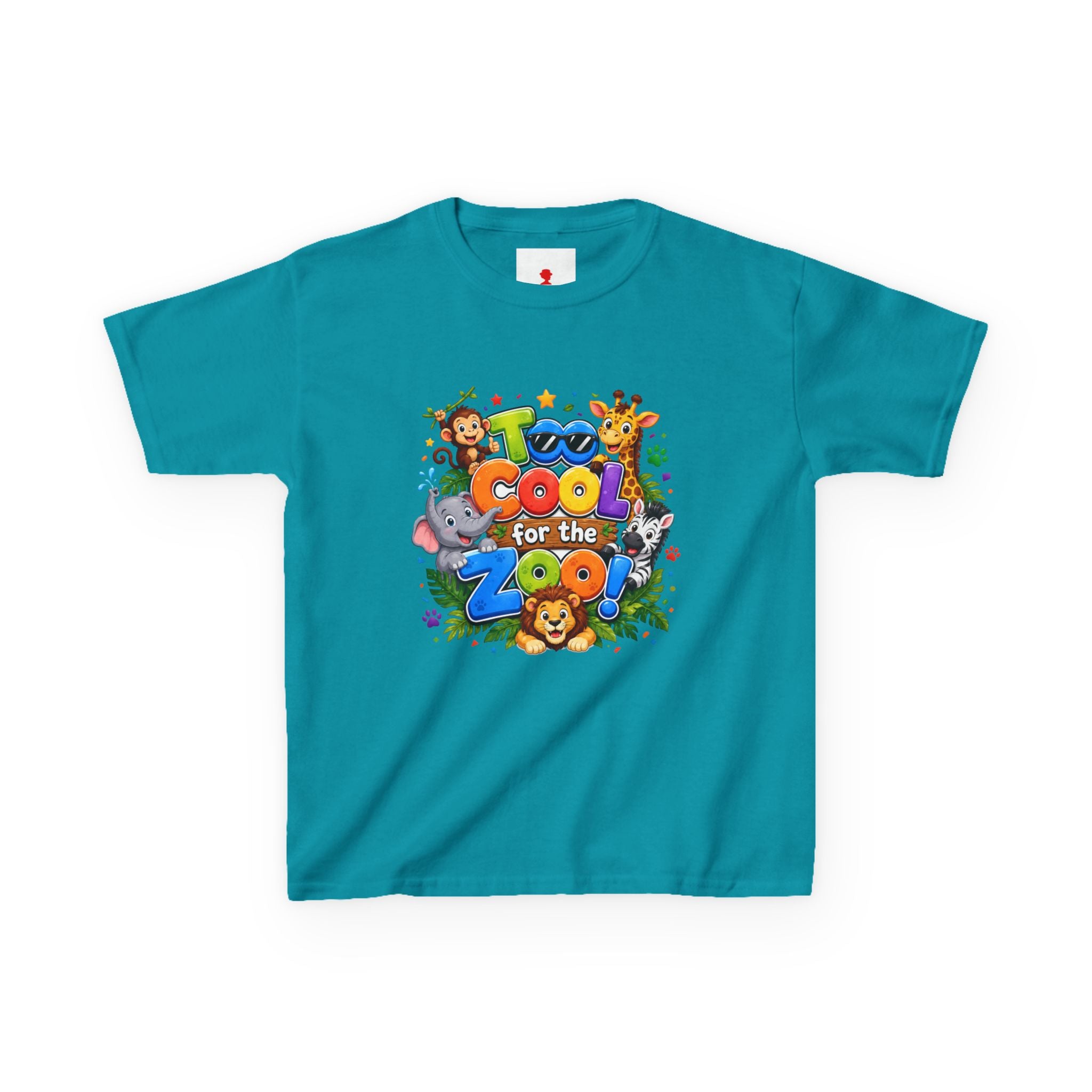 Kids Tee — "Too Cool for the Zoo" Colorful Animal Graphic