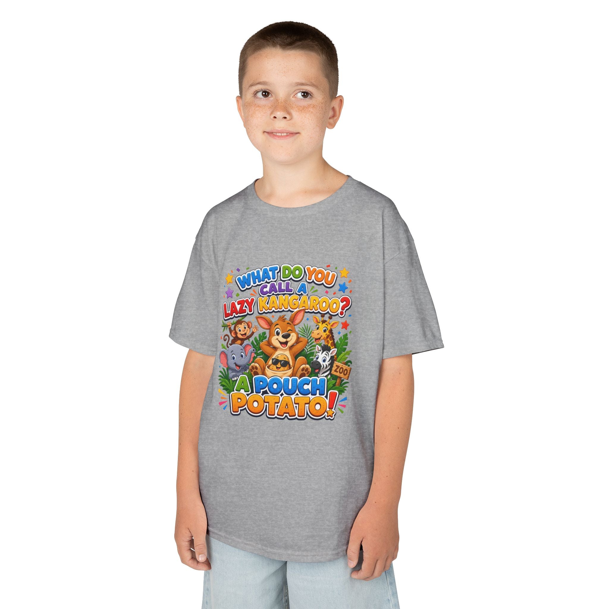 Lazy Kangaroo Pouch Potato Kids T-Shirt | Cute Animal Nursery Tee