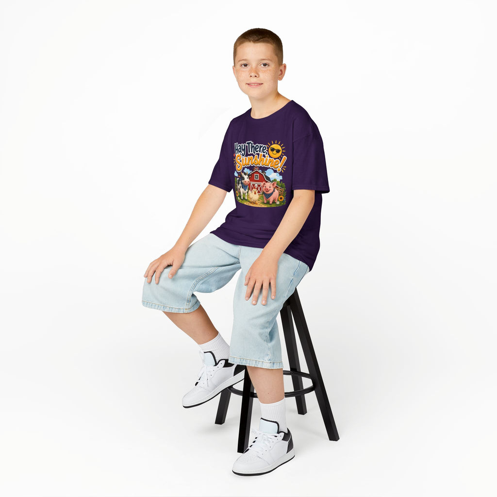 Kids Tee — "Hay There, Sunshine!" Farm Animal Graphic