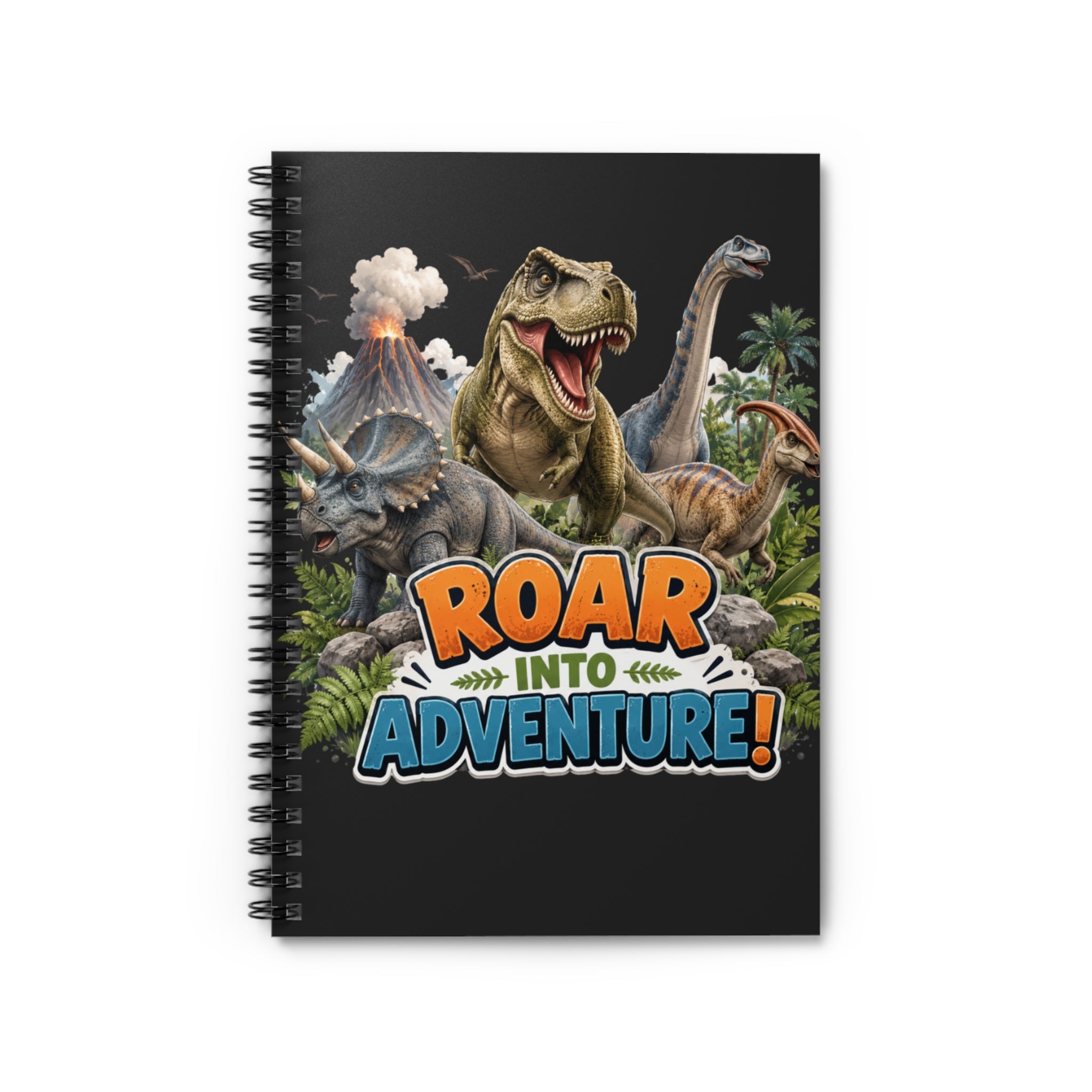 Dinosaur 'Roar Into Adventure!' Spiral Notebook — Ruled Journal for Kids
