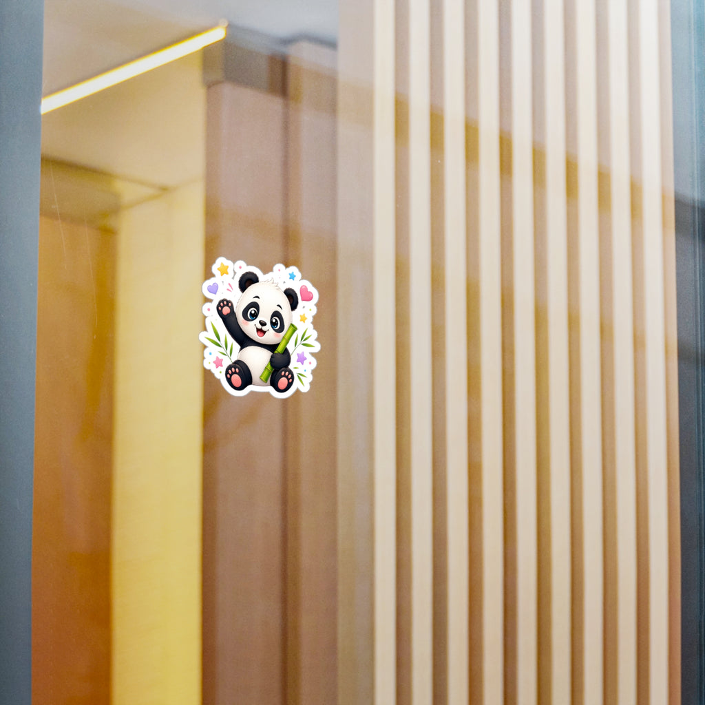 Cute Panda Kiss-Cut Vinyl Sticker — Adorable Bamboo Baby Decal for Laptops, Water Bottles & Kids' Rooms